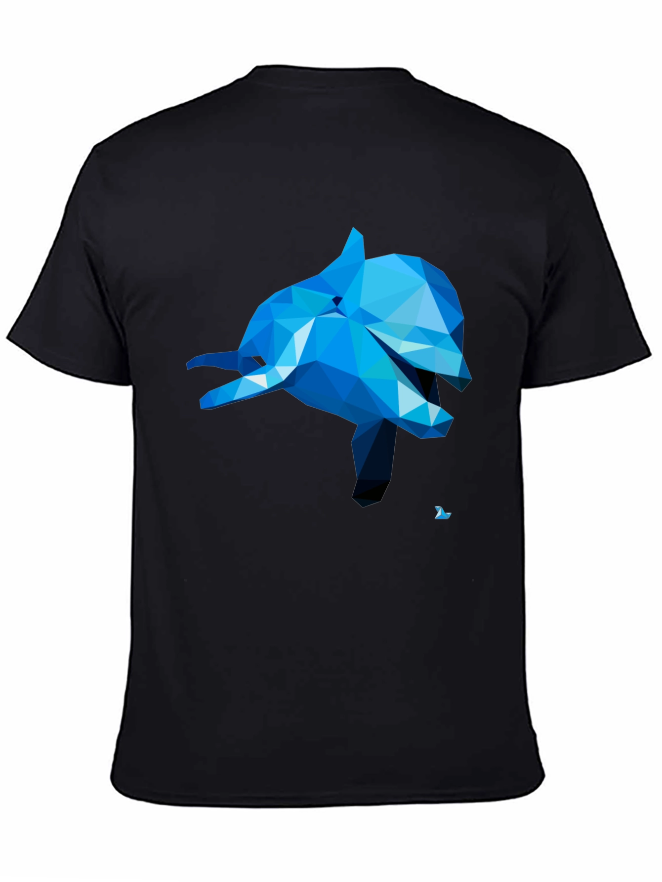 Geometric Dolphin Graphic Tee - Black