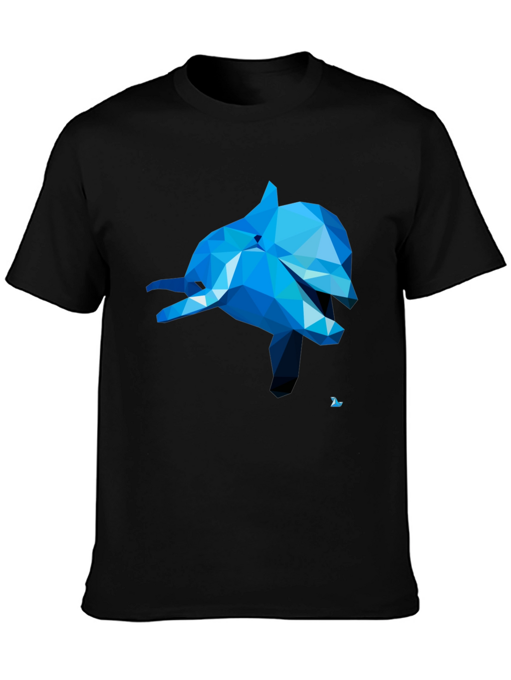 Geometric Dolphin Graphic Tee - Black