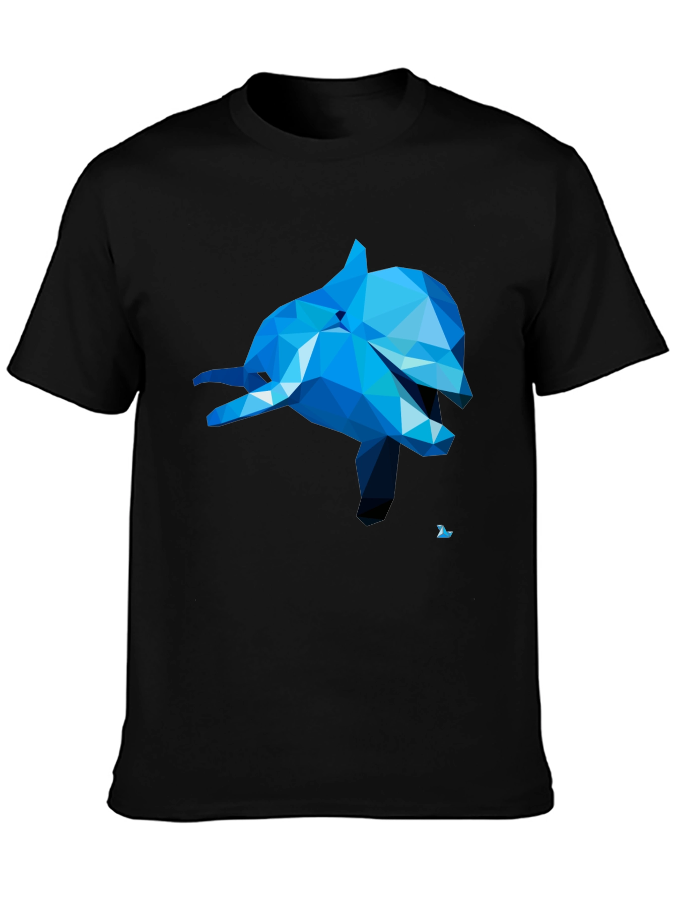 Geometric Dolphin Graphic Tee - Black