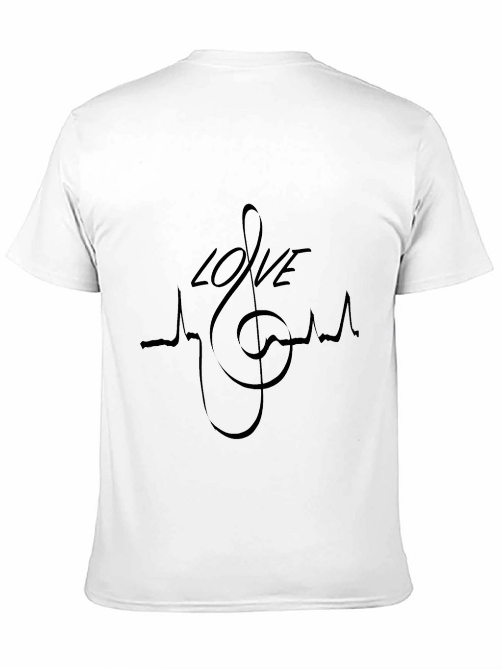 Love Music Heartbeat T-Shirt - Black Crew Neck