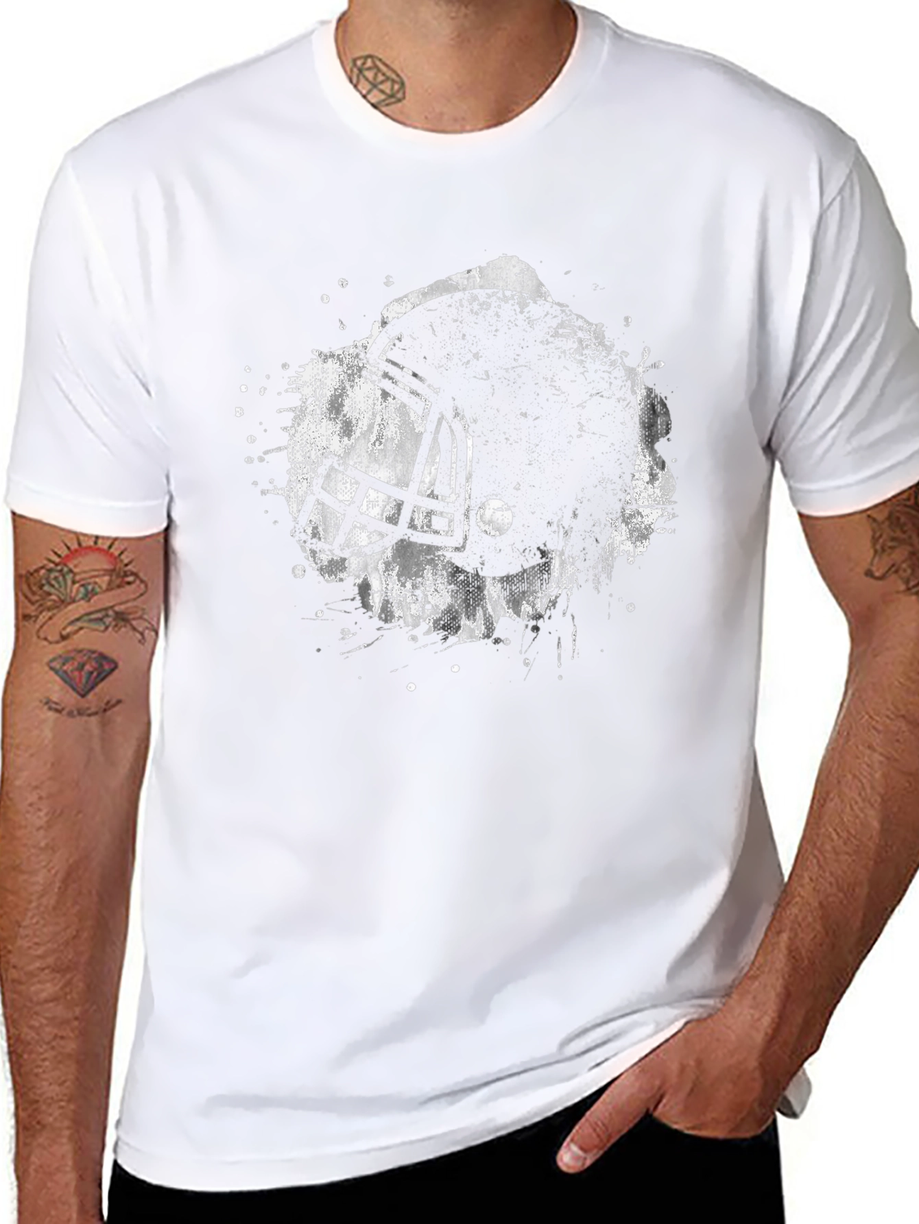 Football Helmet Graphic T-Shirt - Black