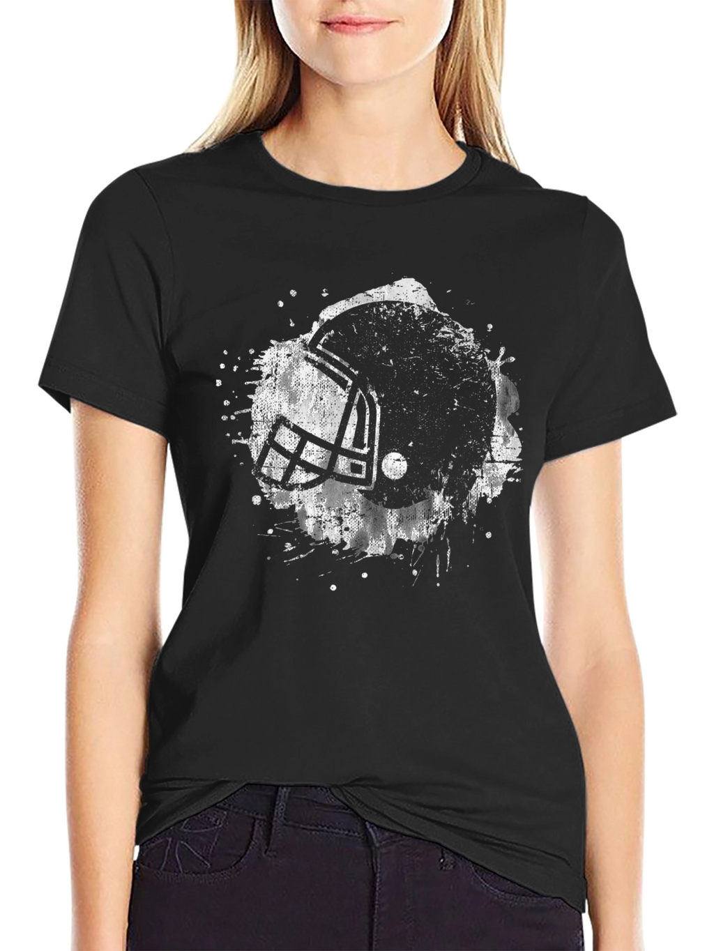 Football Helmet Graphic T-Shirt - Black