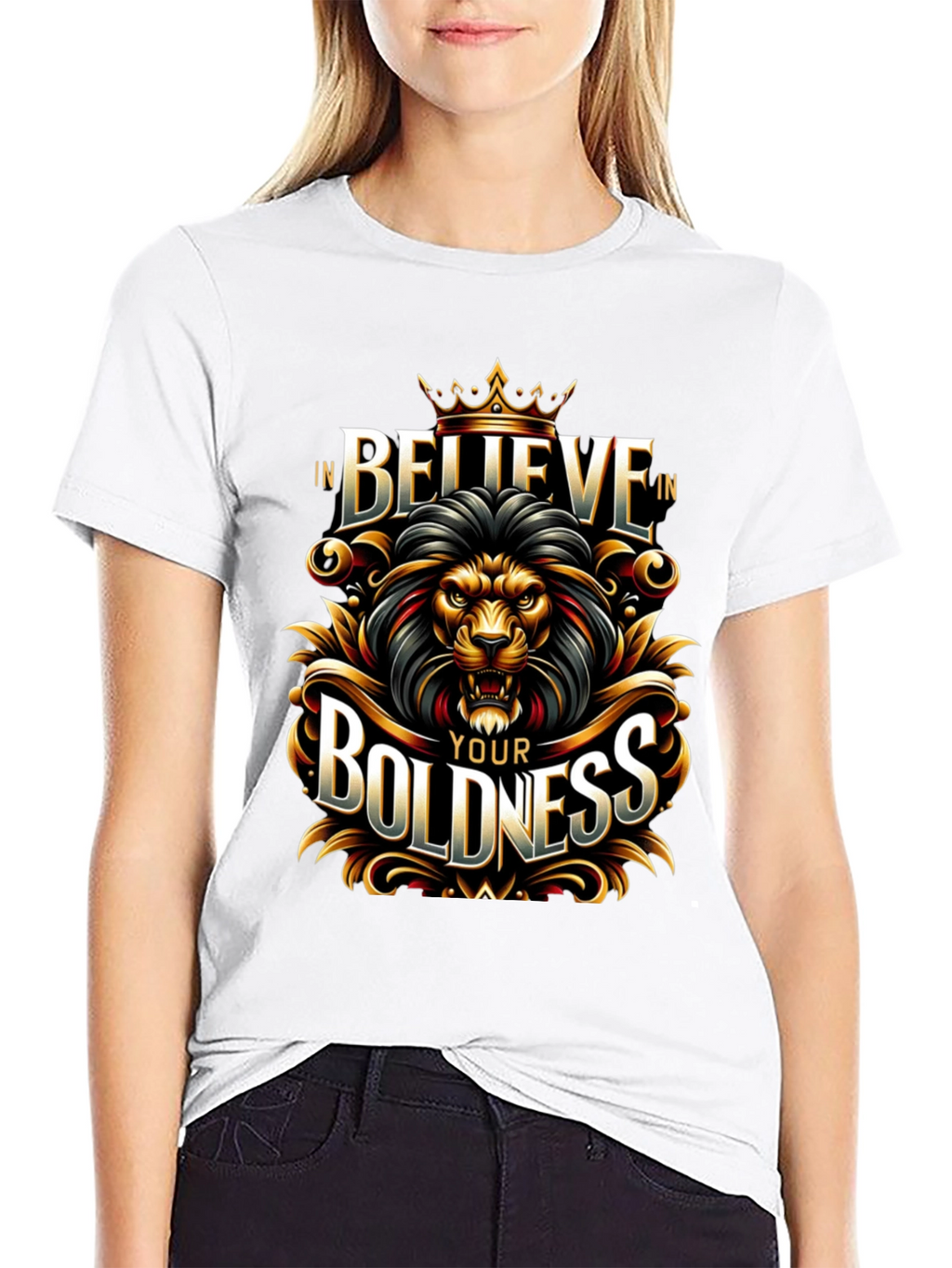 Believe In Your Boldness Lion Graphic T-Shirt