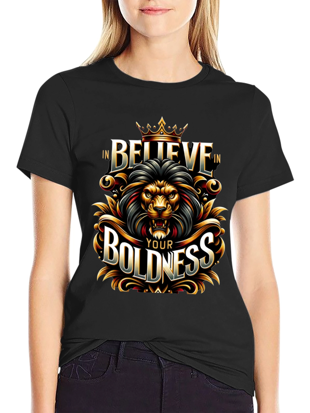 Believe In Your Boldness Lion Graphic T-Shirt