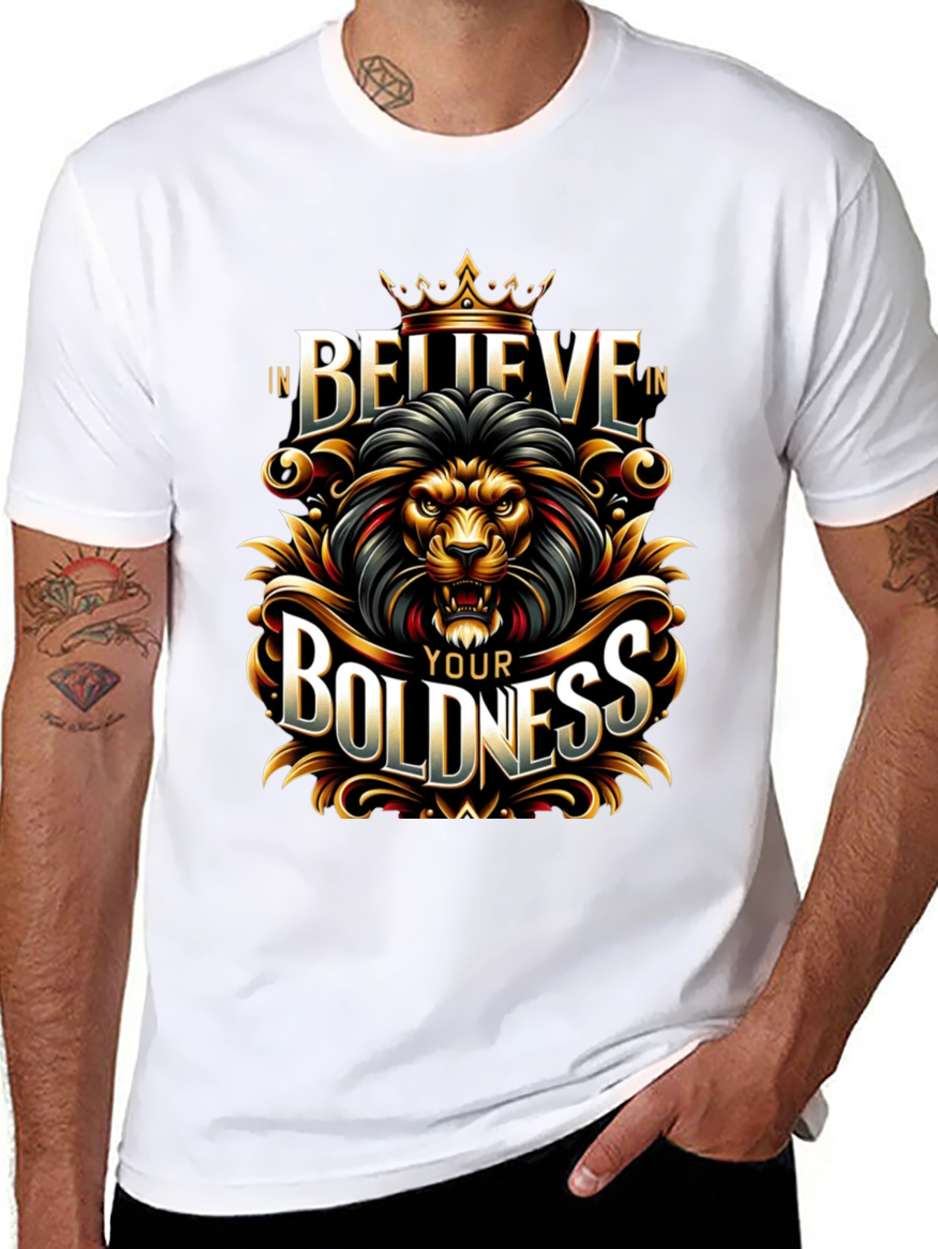 Believe In Your Boldness Lion Graphic T-Shirt