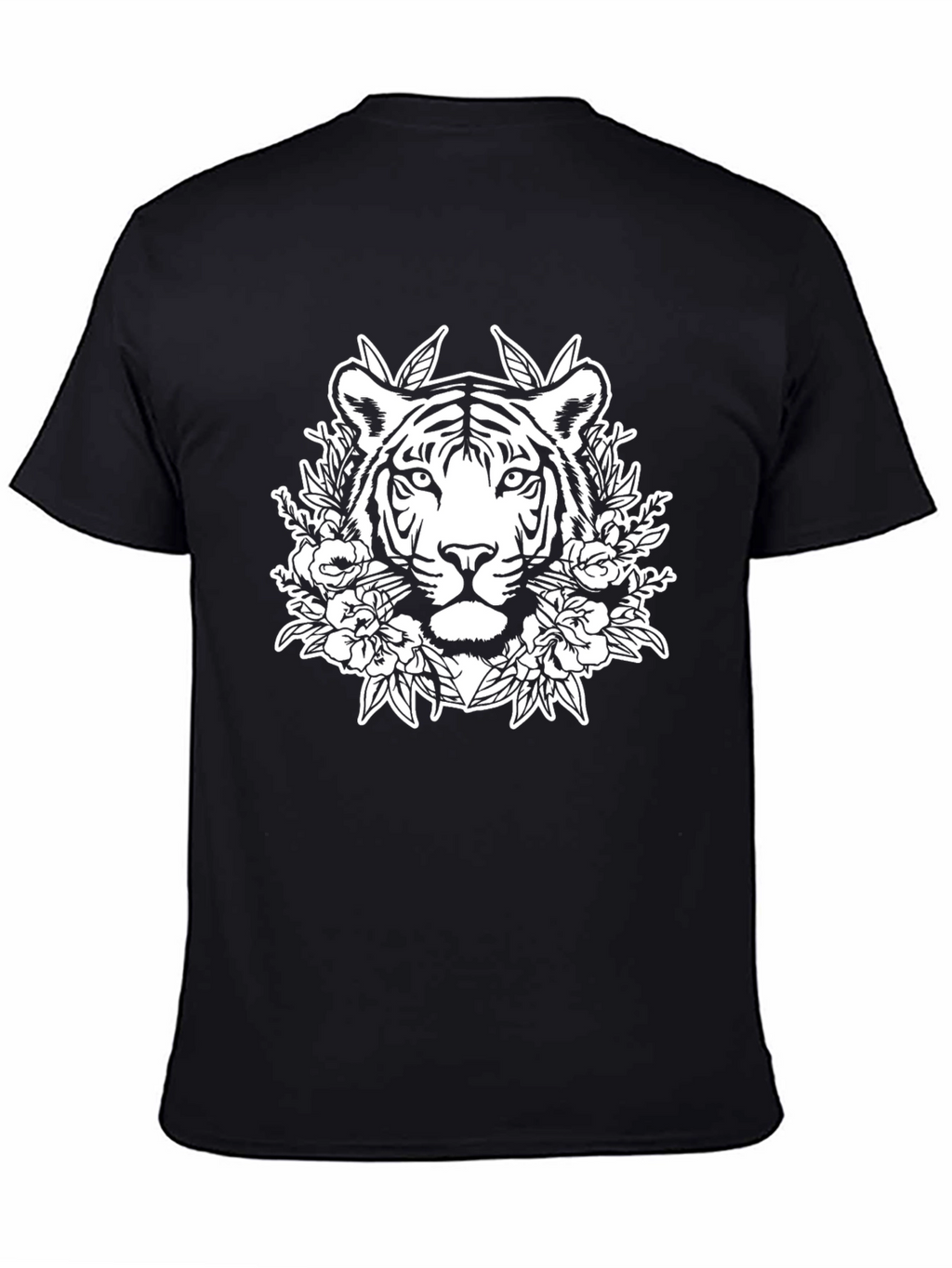 Tiger Floral Graphic Tee - Black Unisex T-Shirt