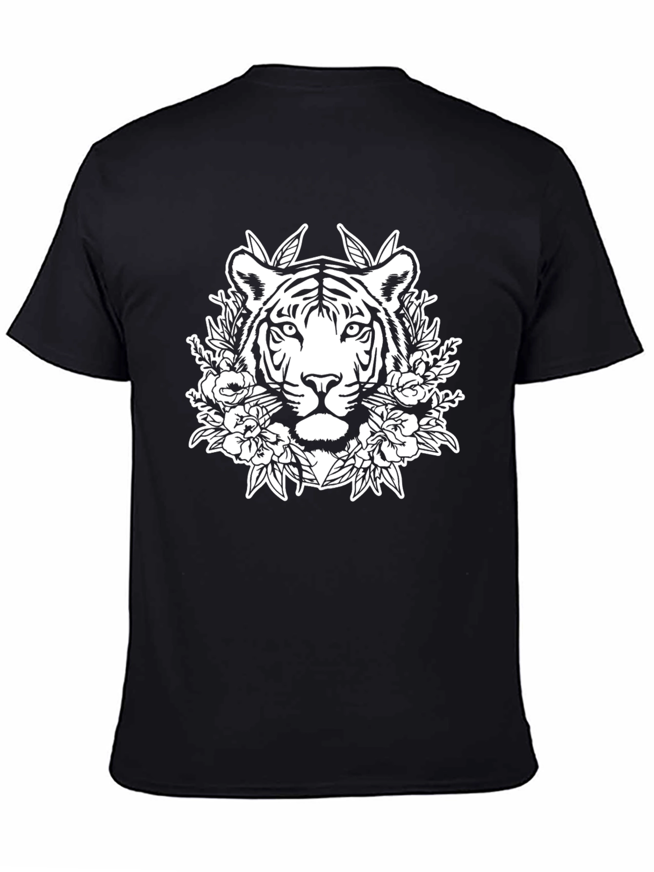 Tiger Floral Graphic Tee - Black Unisex T-Shirt