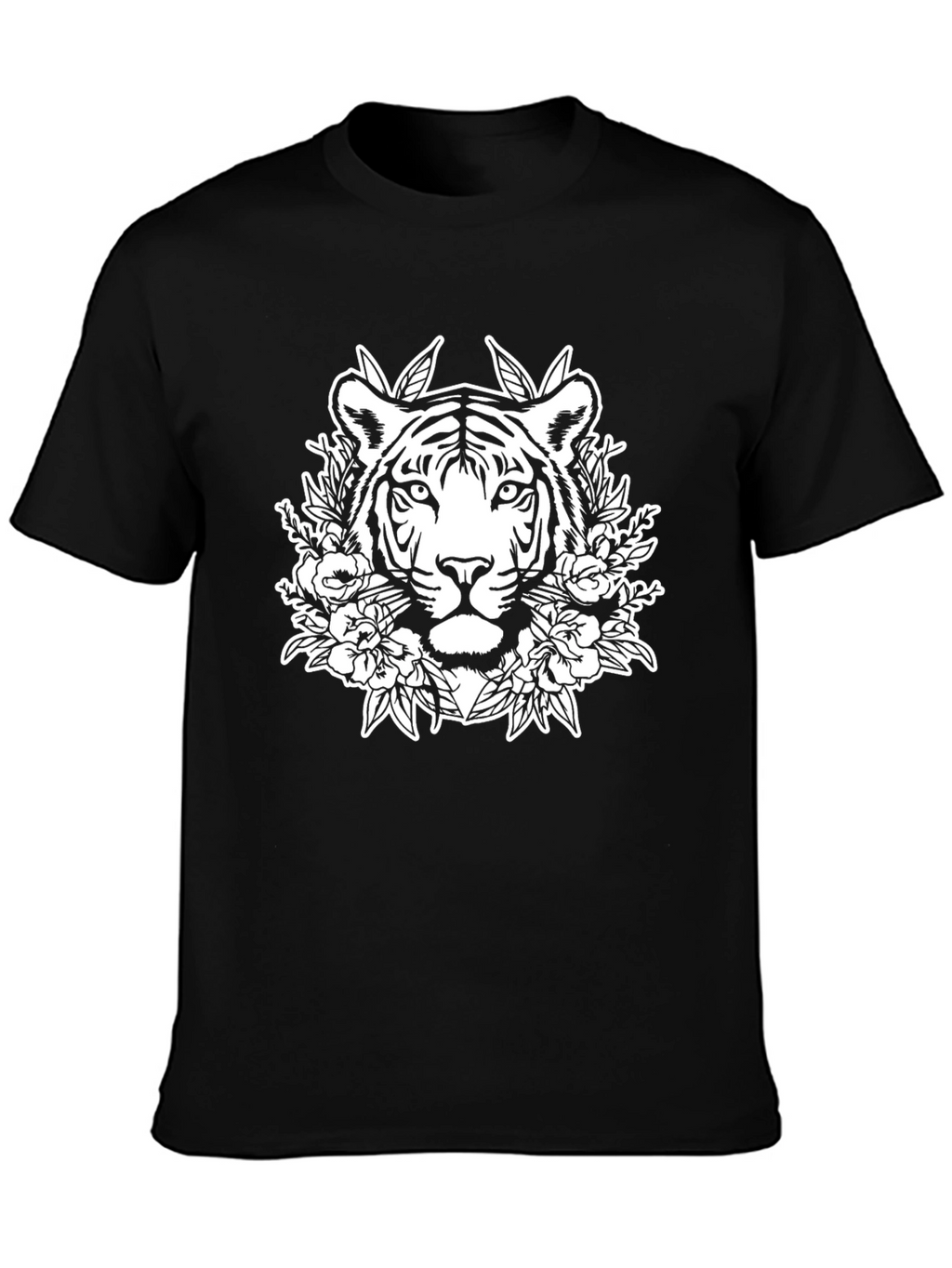 Tiger Floral Graphic Tee - Black Unisex T-Shirt