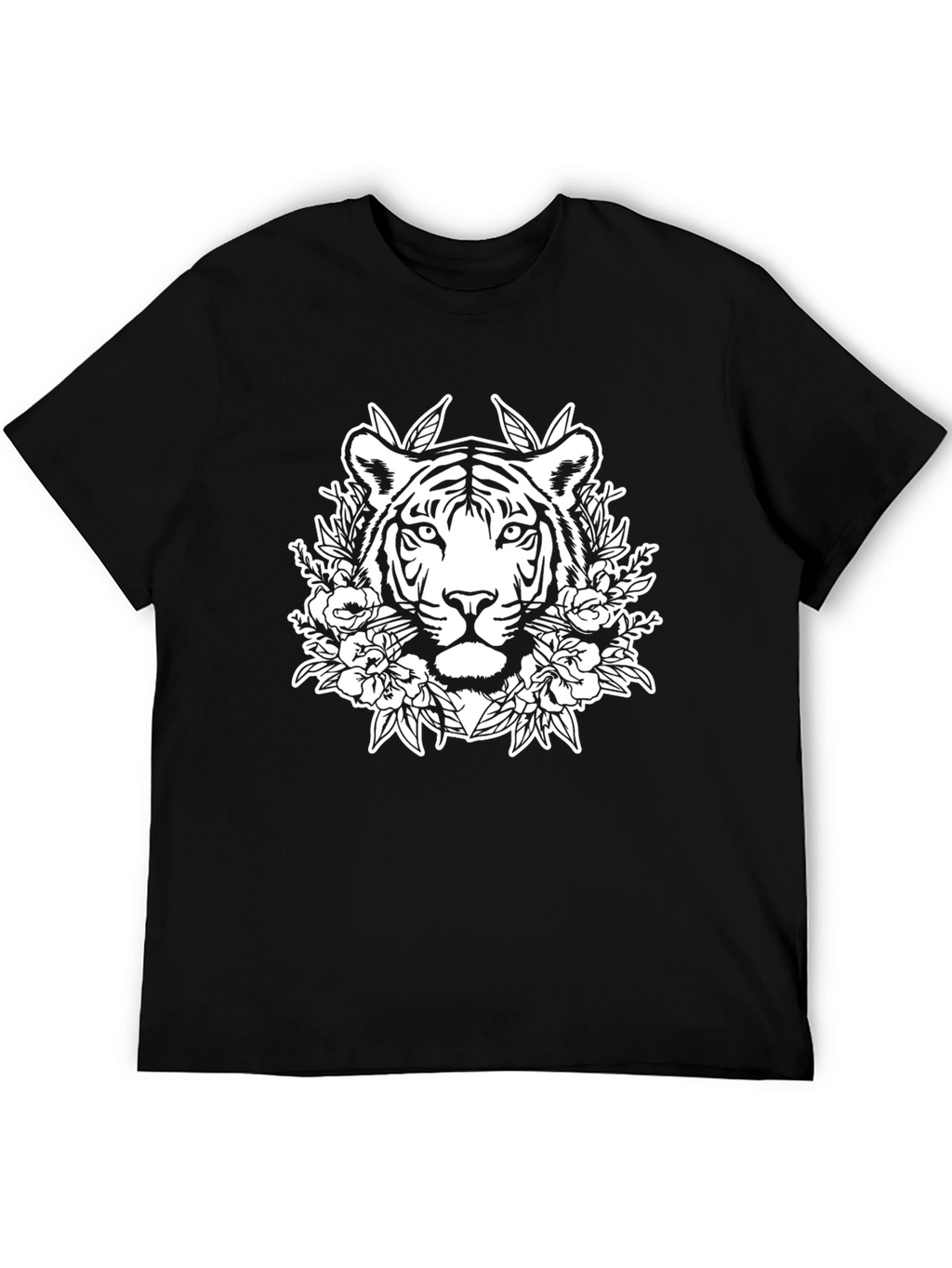 Tiger Floral Graphic Tee - Black Unisex T-Shirt