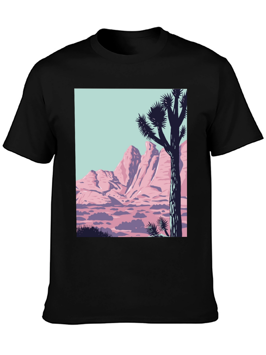 Retro Desert Graphic Tee - Black Crew Neck