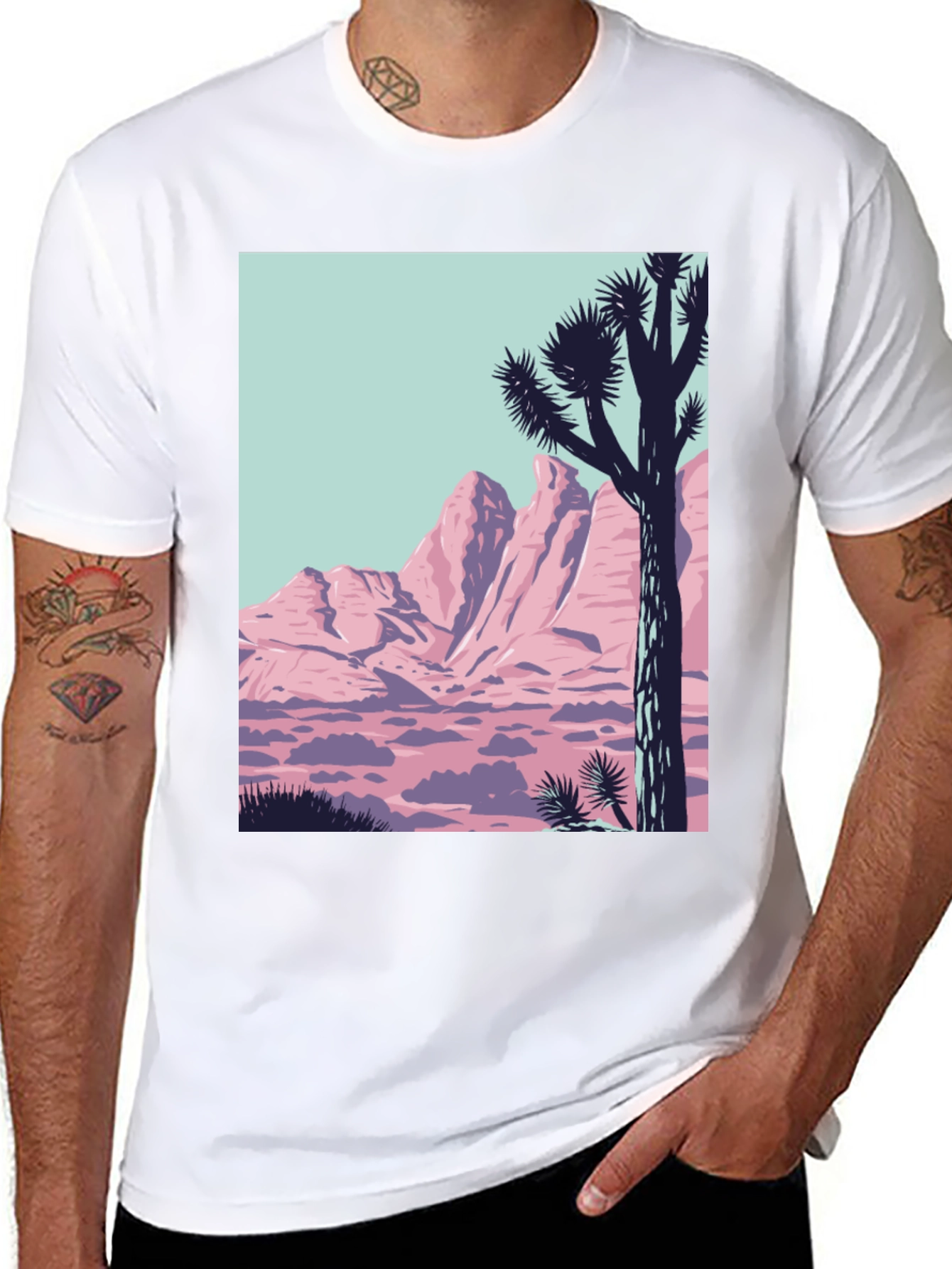 Retro Desert Graphic Tee - Black Crew Neck