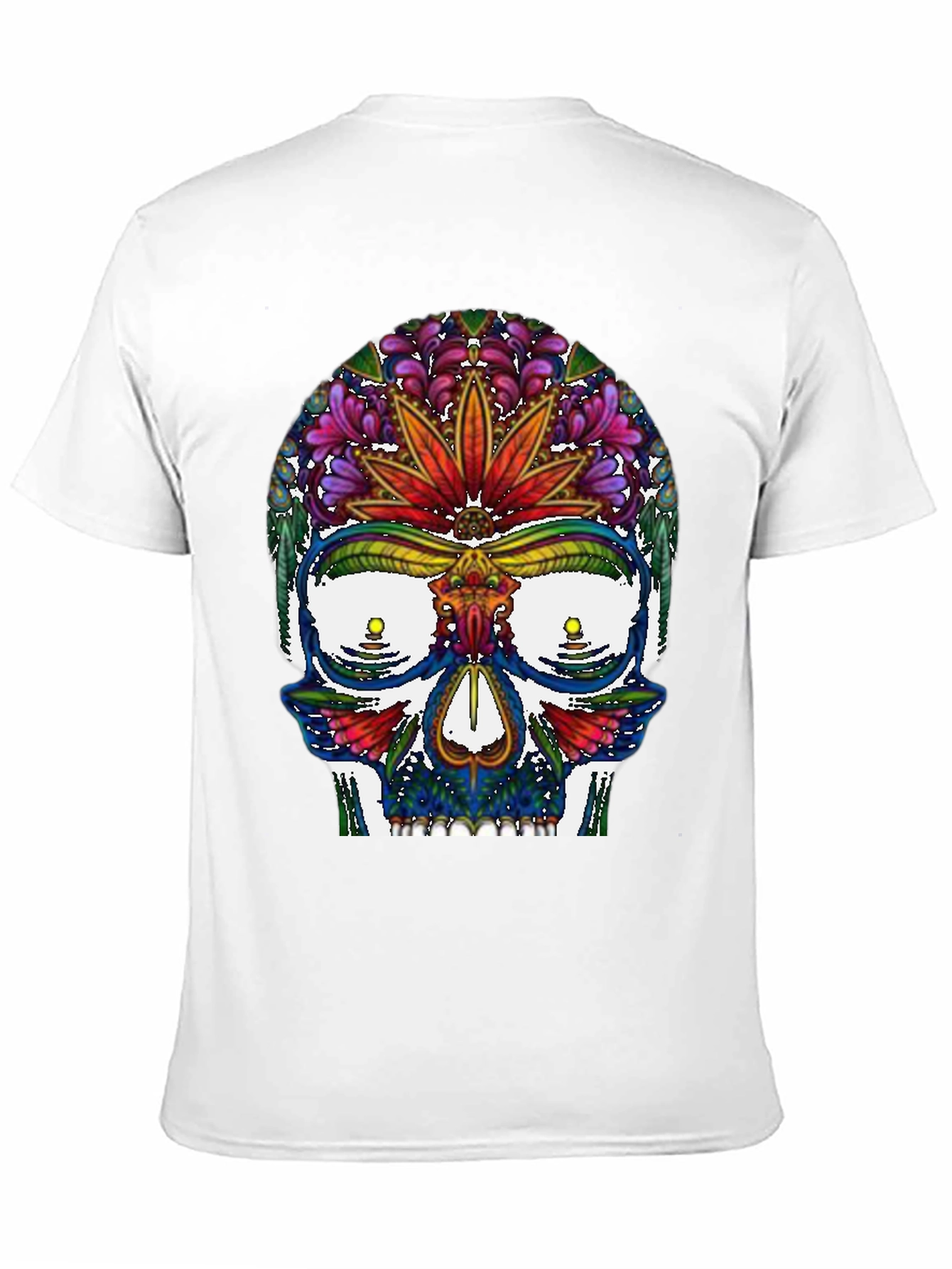 Sugar Skull T-Shirt: Floral Marijuana Leaf Design