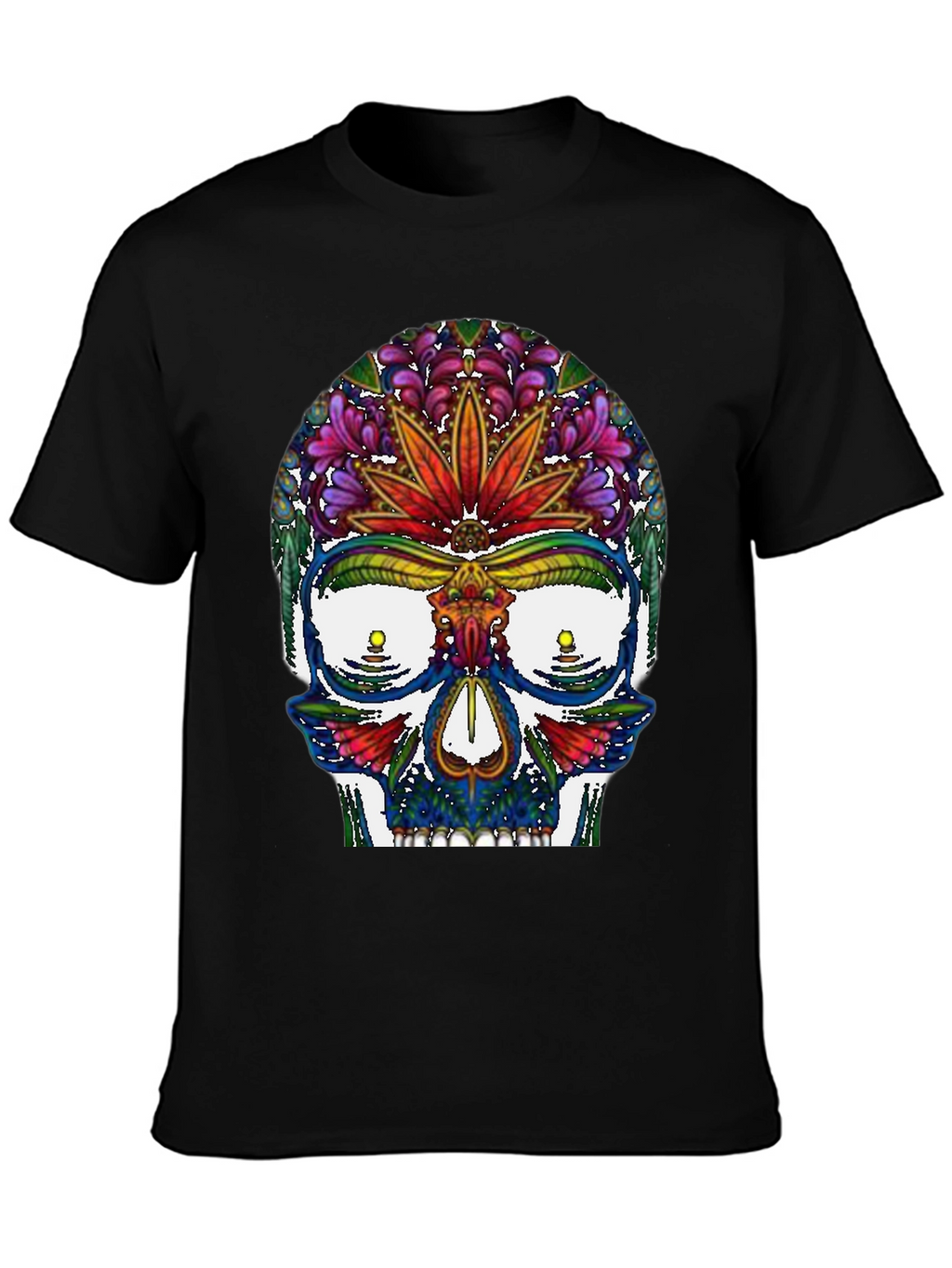 Sugar Skull T-Shirt: Floral Marijuana Leaf Design