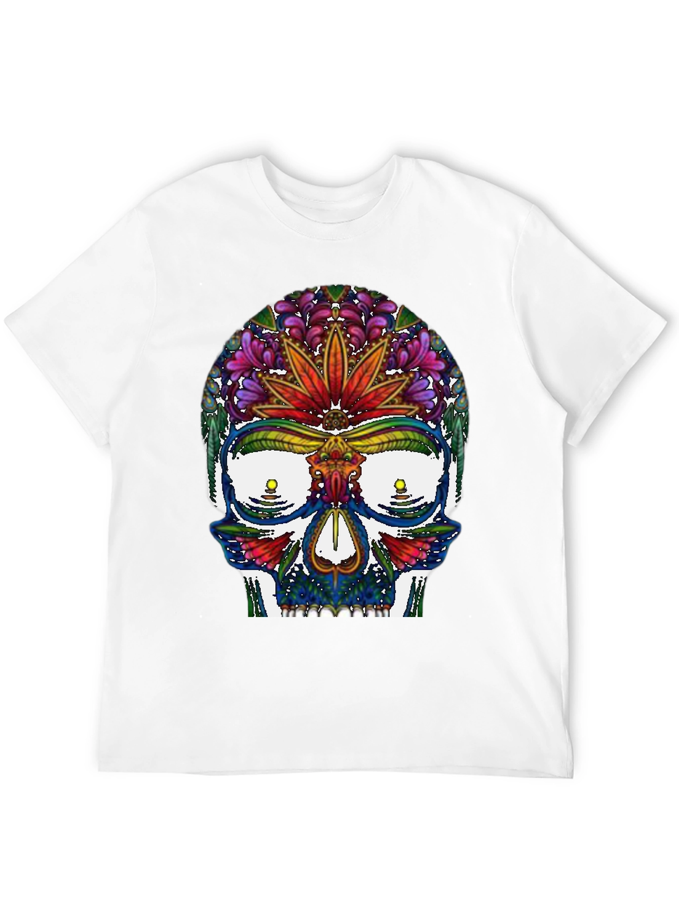 Sugar Skull T-Shirt: Floral Marijuana Leaf Design