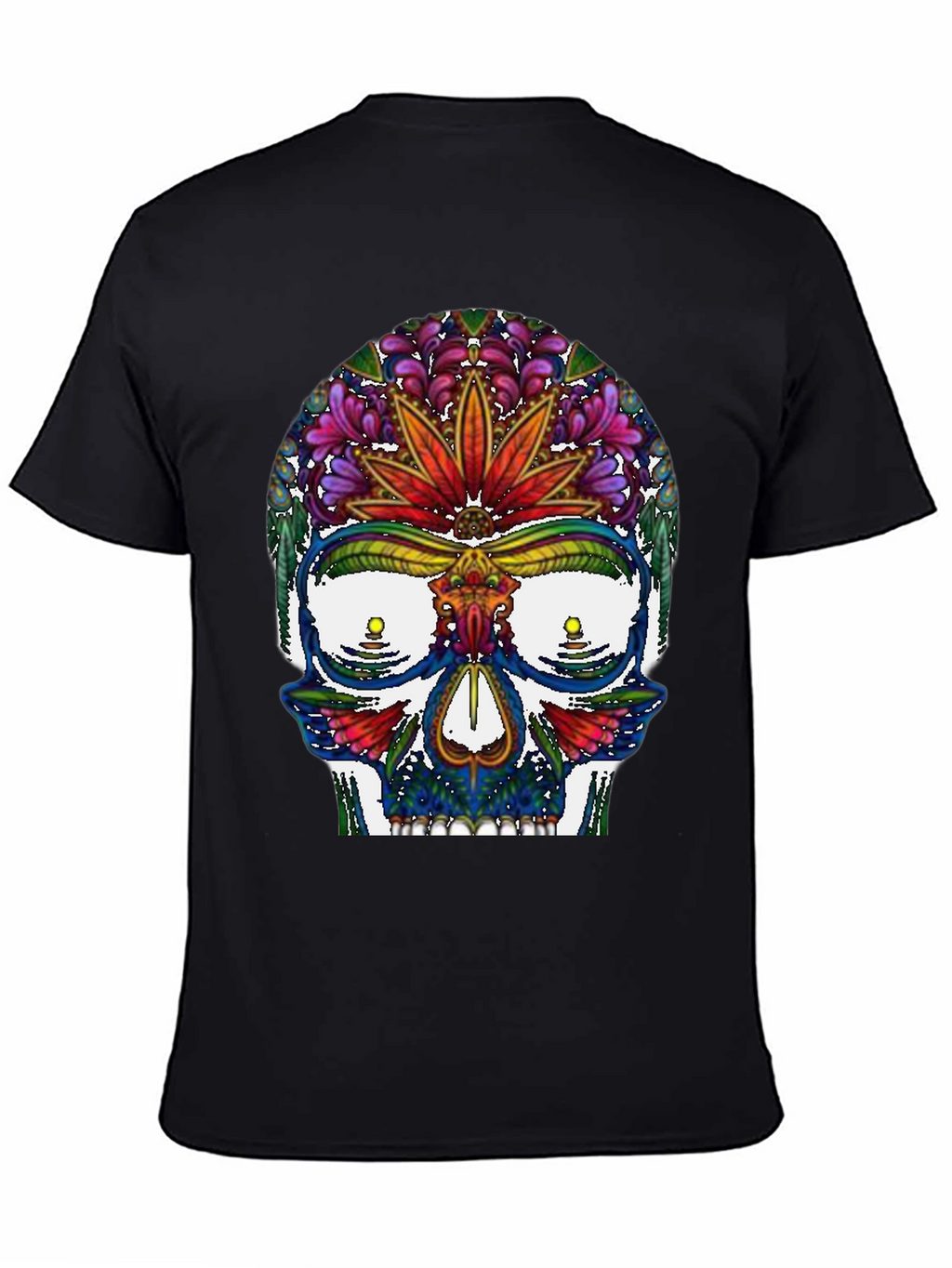 Sugar Skull T-Shirt: Floral Marijuana Leaf Design