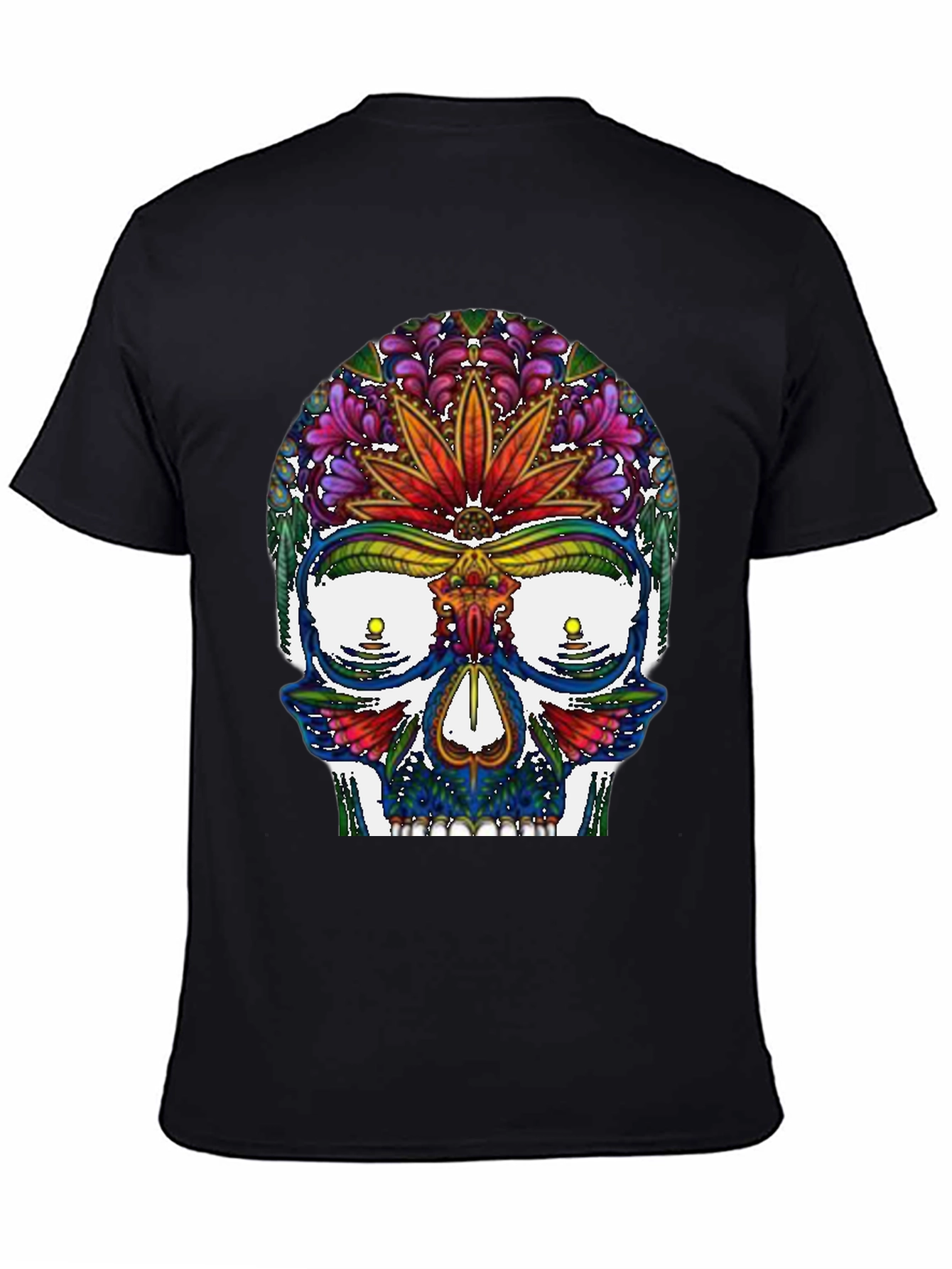 Sugar Skull T-Shirt: Floral Marijuana Leaf Design