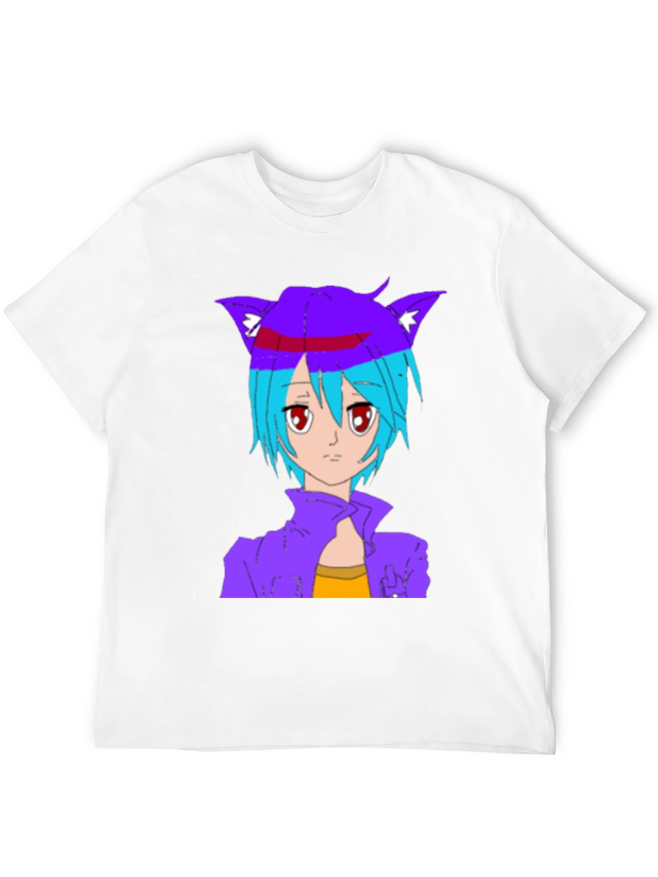 Anime Cat Girl Graphic T-Shirt - Stylish Black Tee