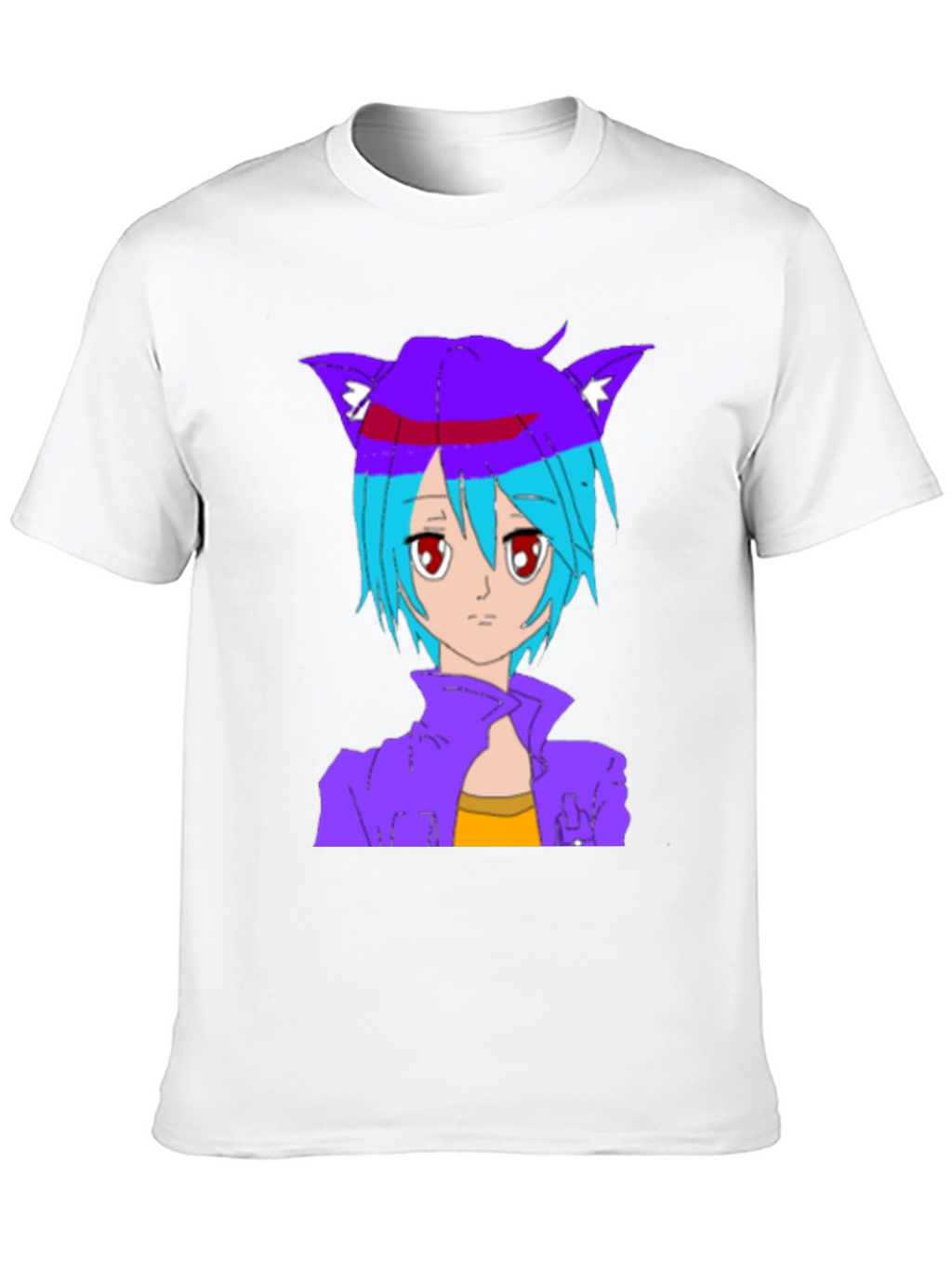 Anime Cat Girl Graphic T-Shirt - Stylish Black Tee