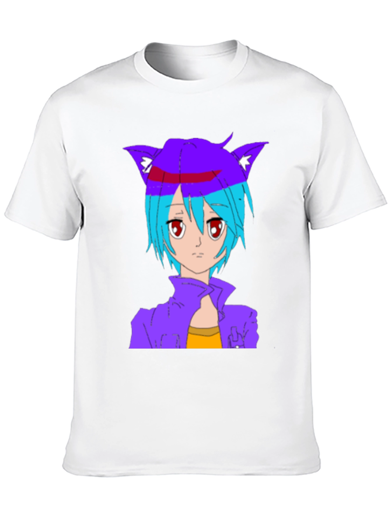 Anime Cat Girl Graphic T-Shirt - Stylish Black Tee