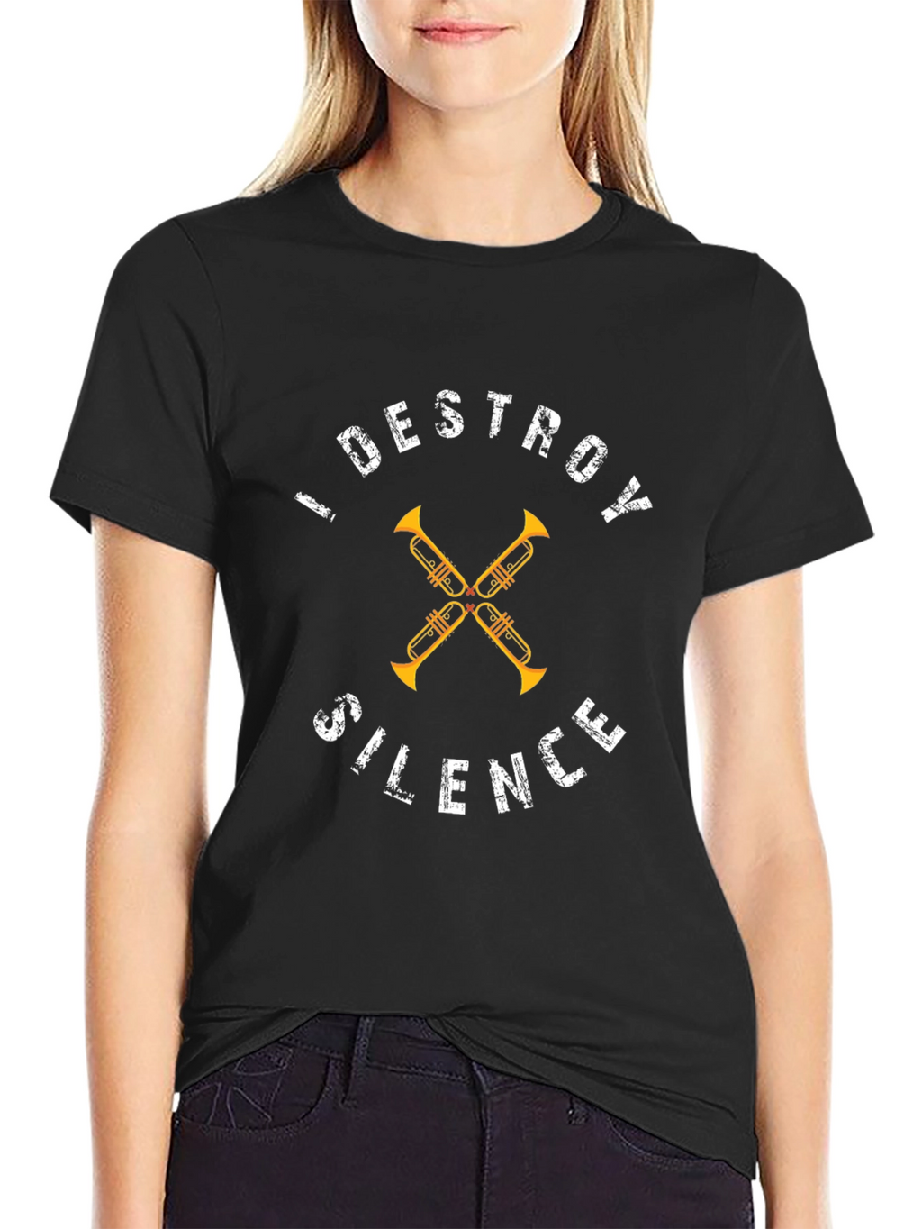 I Destroy Silence Trumpet T-Shirt Music Band Musician Tee