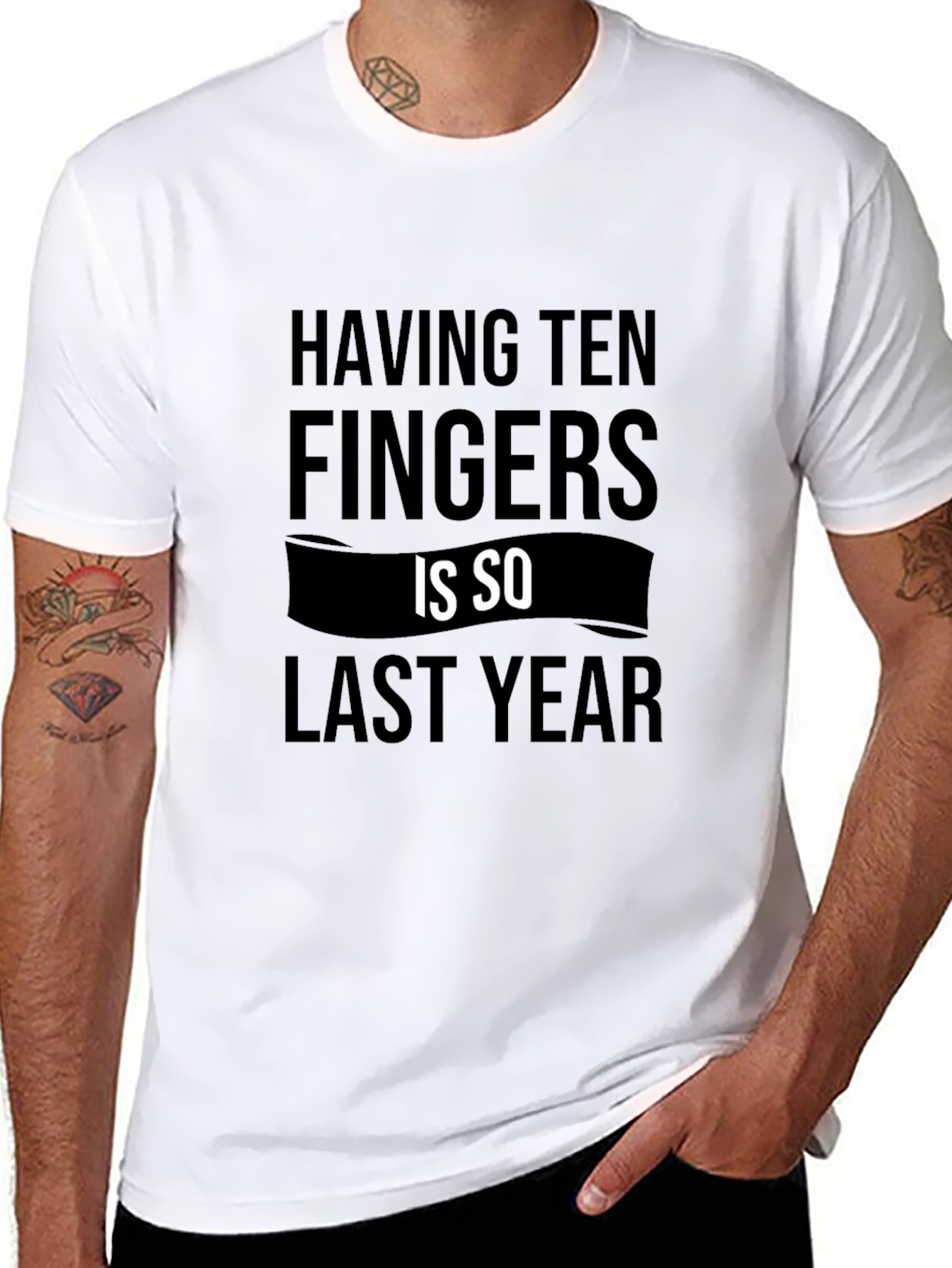 Funny Ten Fingers Graphic Tee - Sarcastic Novelty Shirt