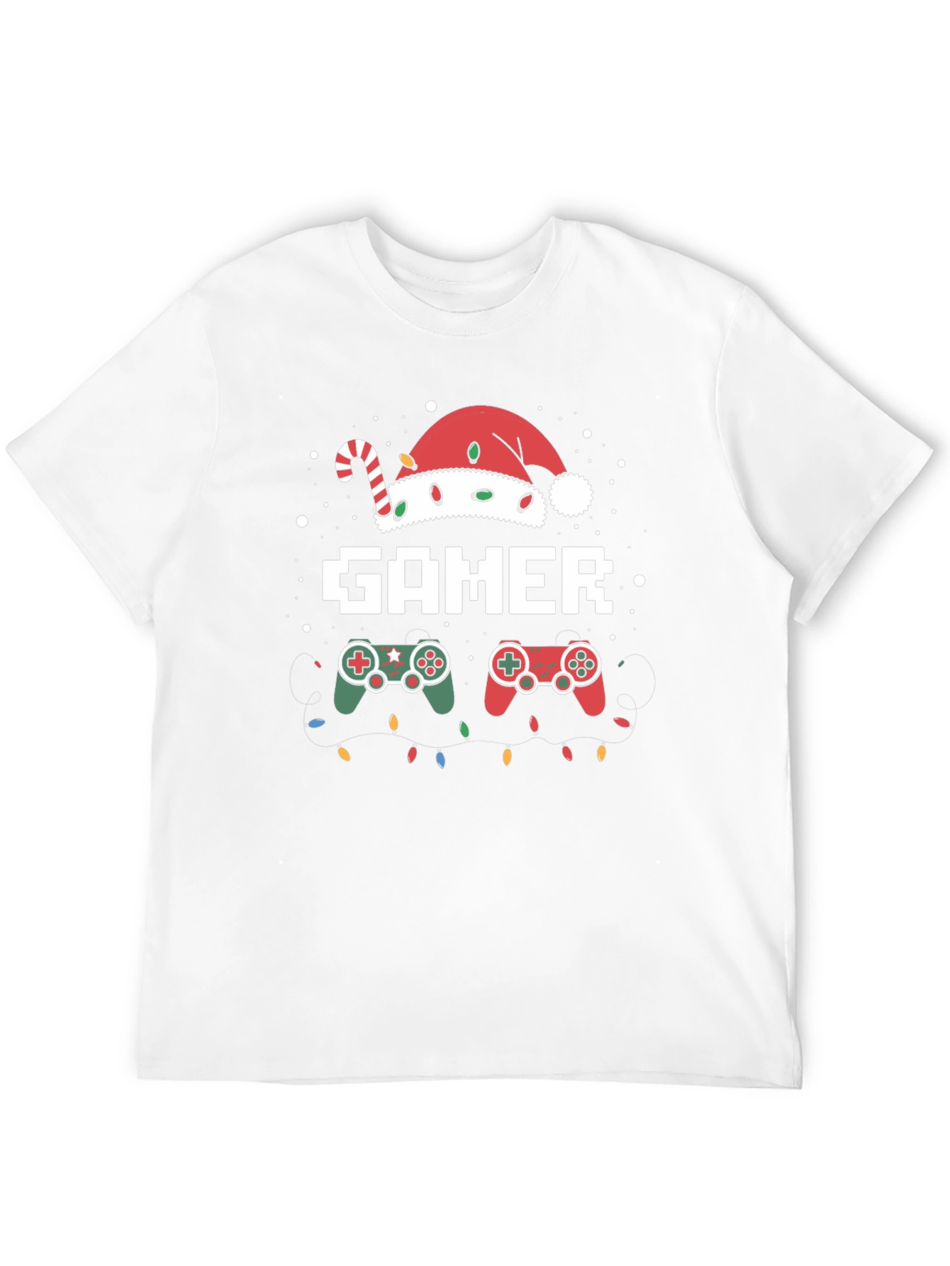 Gamer Christmas T-Shirt with Santa Hat