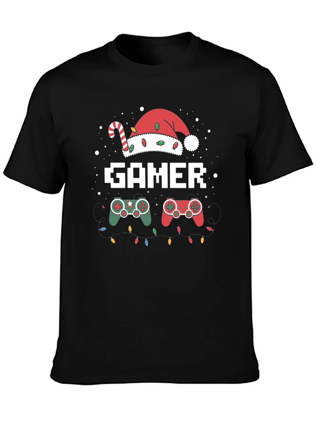 Gamer Christmas T-Shirt with Santa Hat