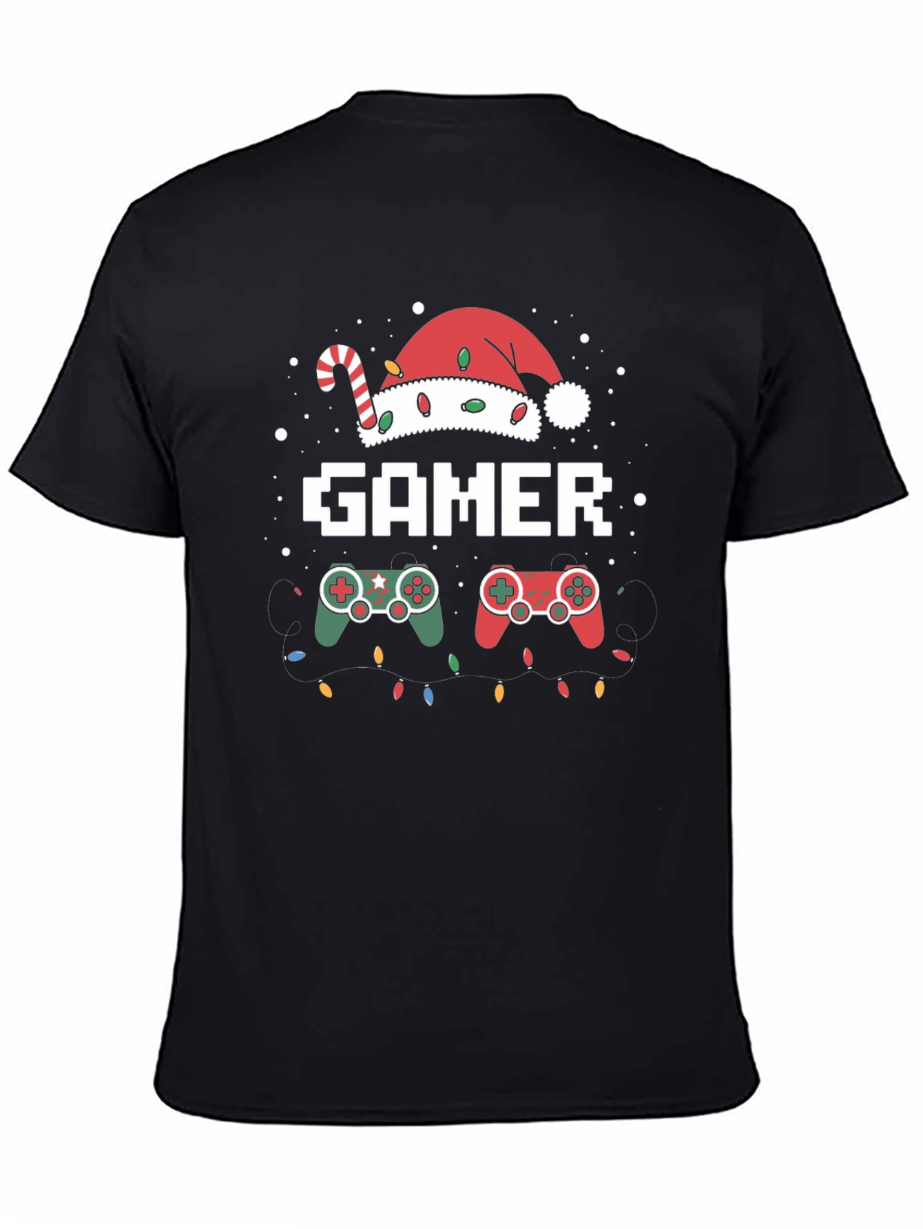 Gamer Christmas T-Shirt with Santa Hat
