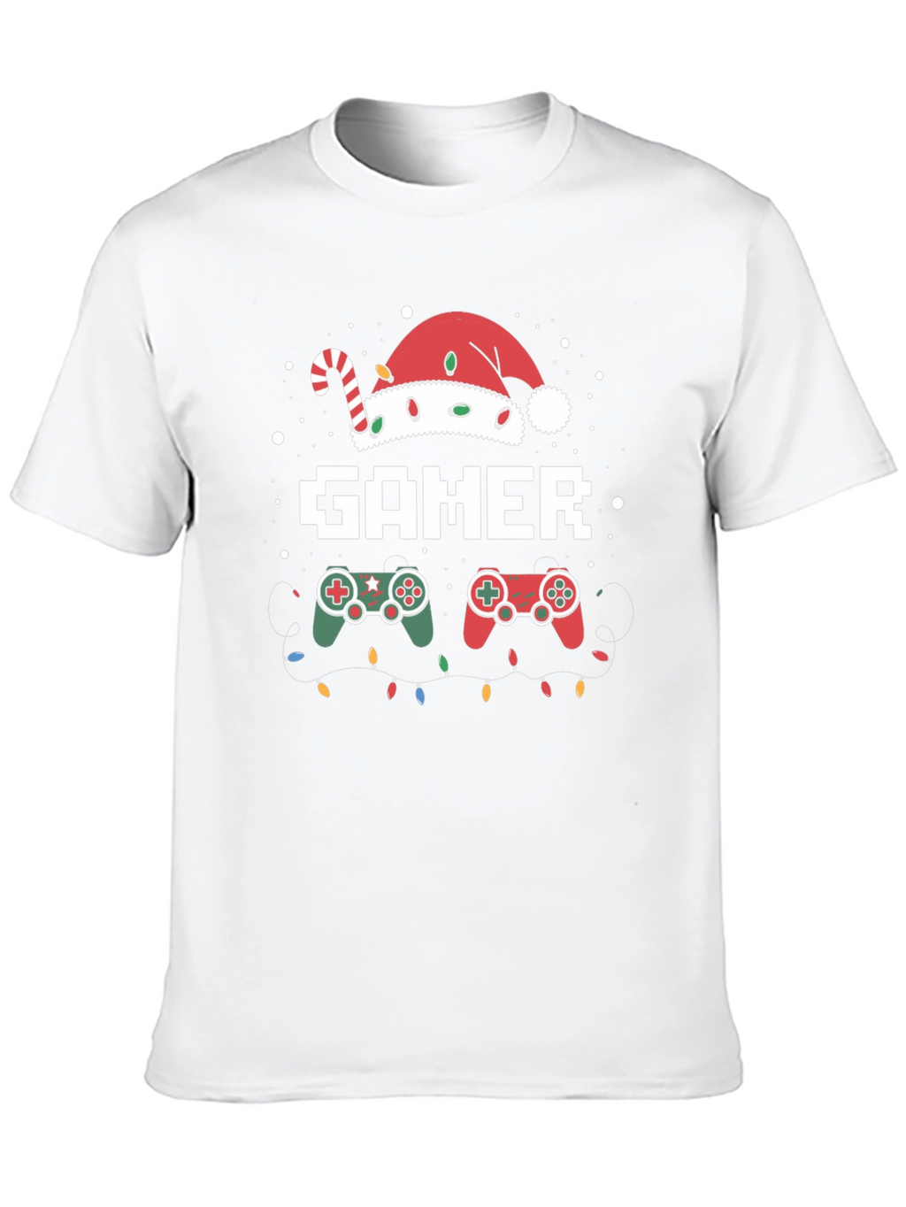 Gamer Christmas T-Shirt with Santa Hat