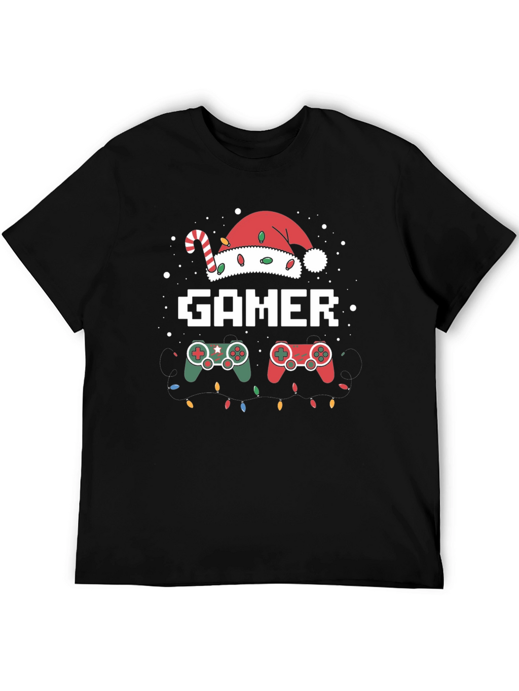 Gamer Christmas T-Shirt with Santa Hat