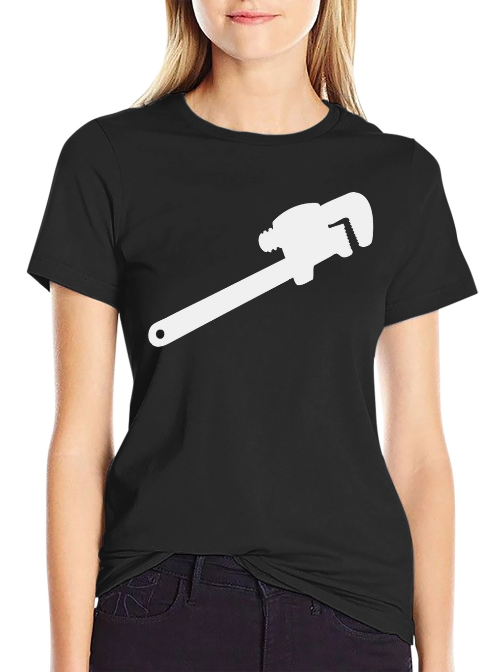 Wrench Graphic Tee - Black Cotton Plumber Shirt