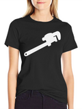 Wrench Graphic Tee - Black Cotton Plumber Shirt