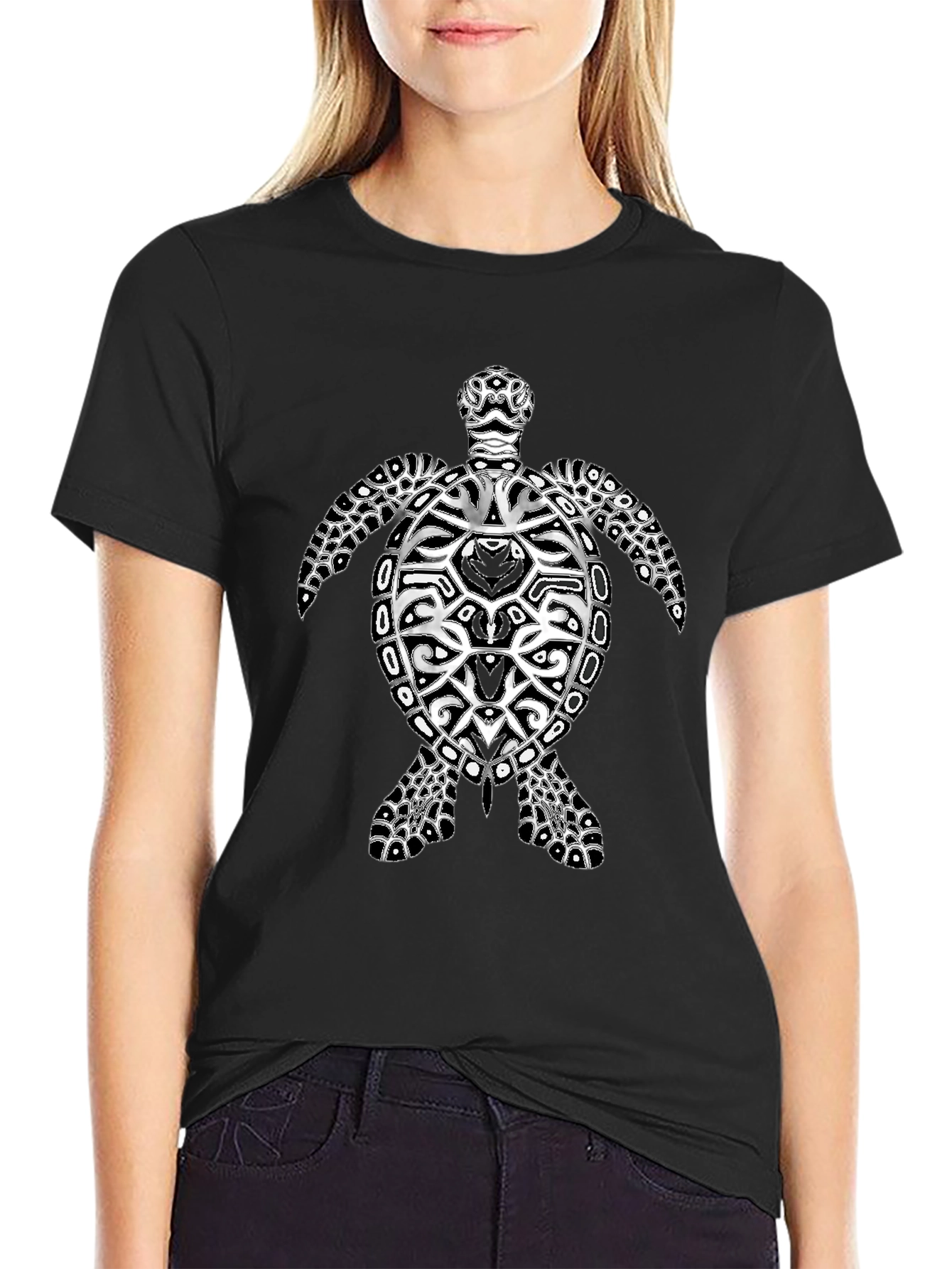 Turtle Graphic Black Tee
