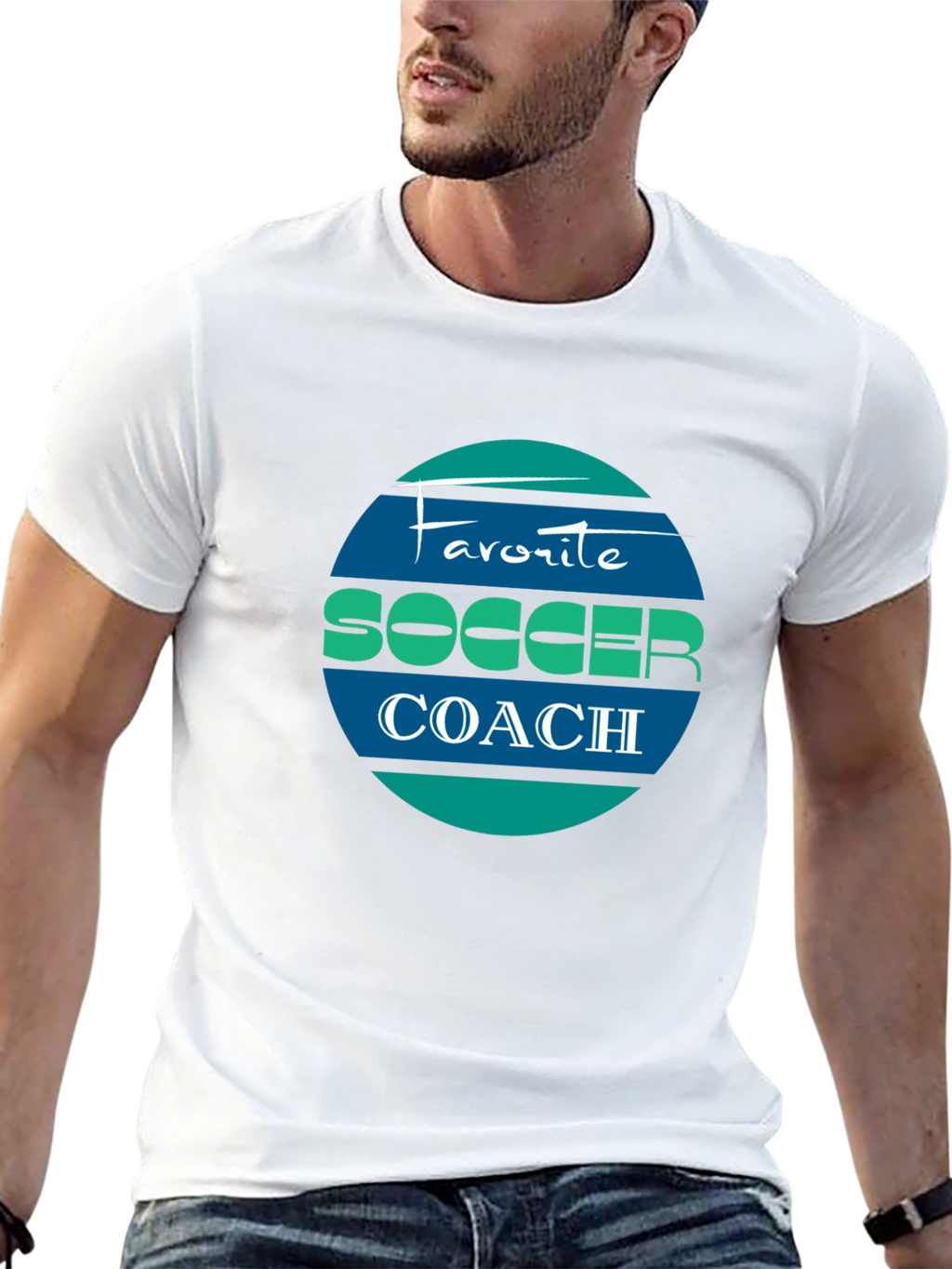 Favorite Soccer Coach Tee - Black Cotton Blend