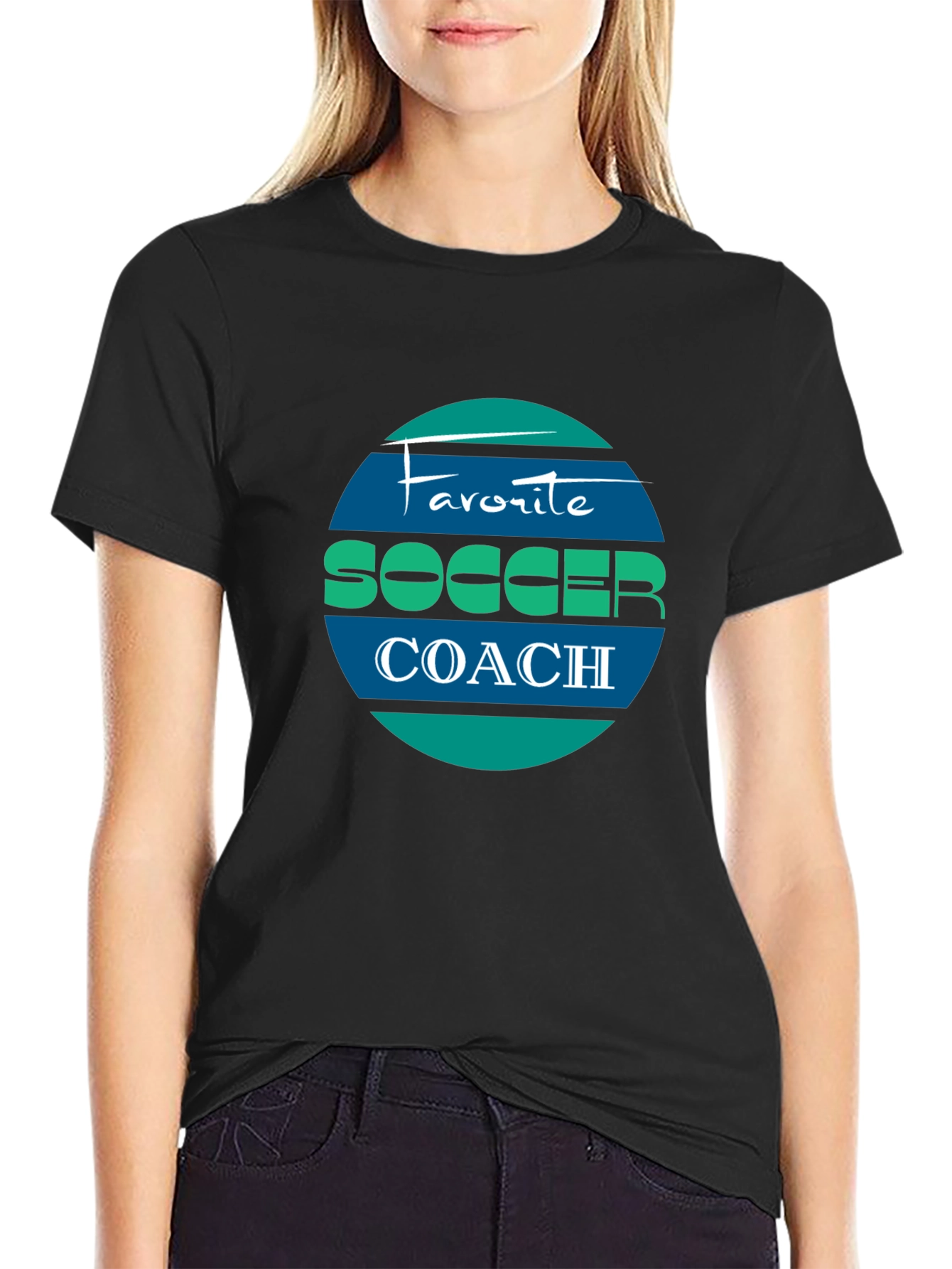 Favorite Soccer Coach Tee - Black Cotton Blend