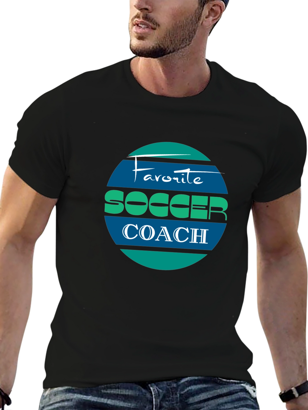 Favorite Soccer Coach Tee - Black Cotton Blend