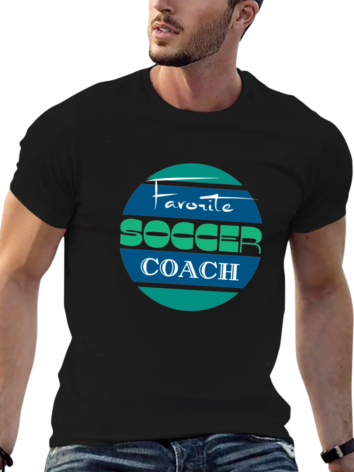 Favorite Soccer Coach Tee - Black Cotton Blend