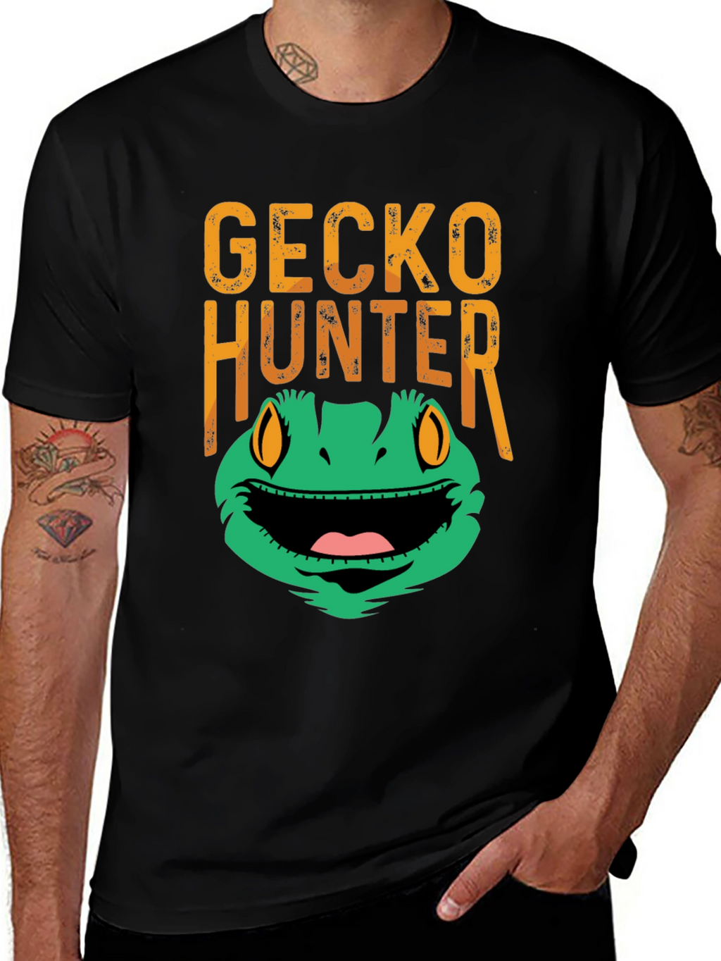 Gecko Hunter Funny Graphic Tee