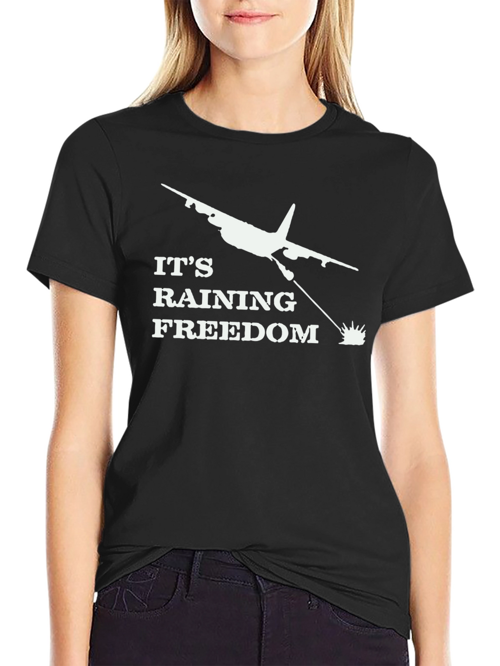 Its Raining Freedom Black Graphic Tee
