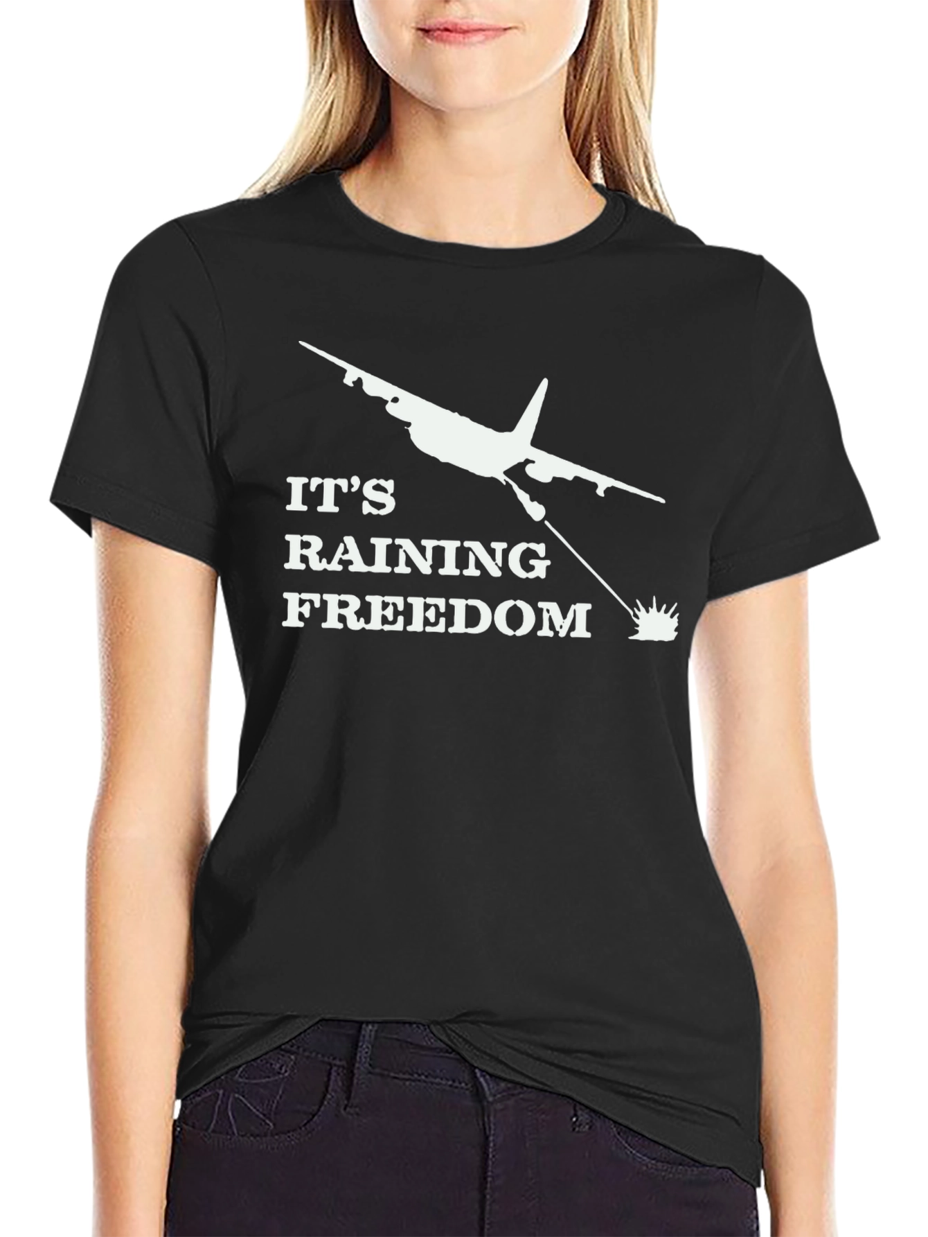 Its Raining Freedom Black Graphic Tee