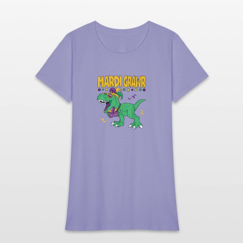Mardi Grawr T Rex Dinosaur Mardi Gras Bead Kids Bo
