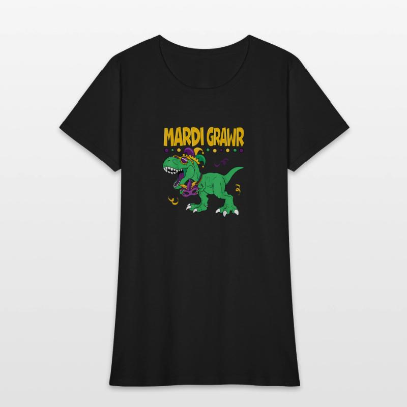 Mardi Grawr T Rex Dinosaur Mardi Gras Bead Kids Bo