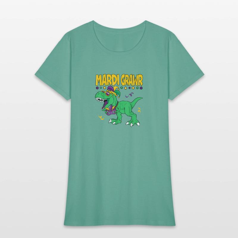 Mardi Grawr T Rex Dinosaur Mardi Gras Bead Kids Bo
