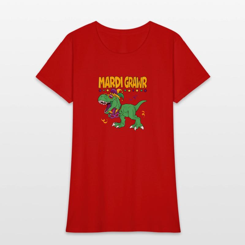 Mardi Grawr T Rex Dinosaur Mardi Gras Bead Kids Bo