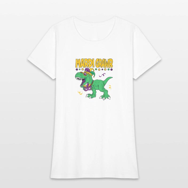Mardi Grawr T Rex Dinosaur Mardi Gras Bead Kids Bo