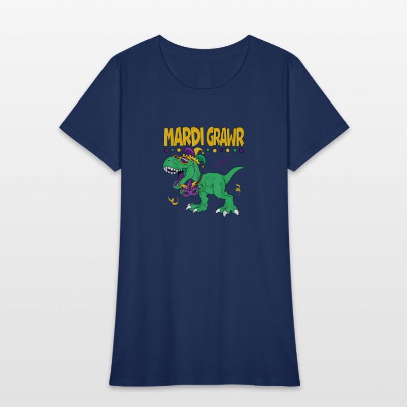 Mardi Grawr T Rex Dinosaur Mardi Gras Bead Kids Bo