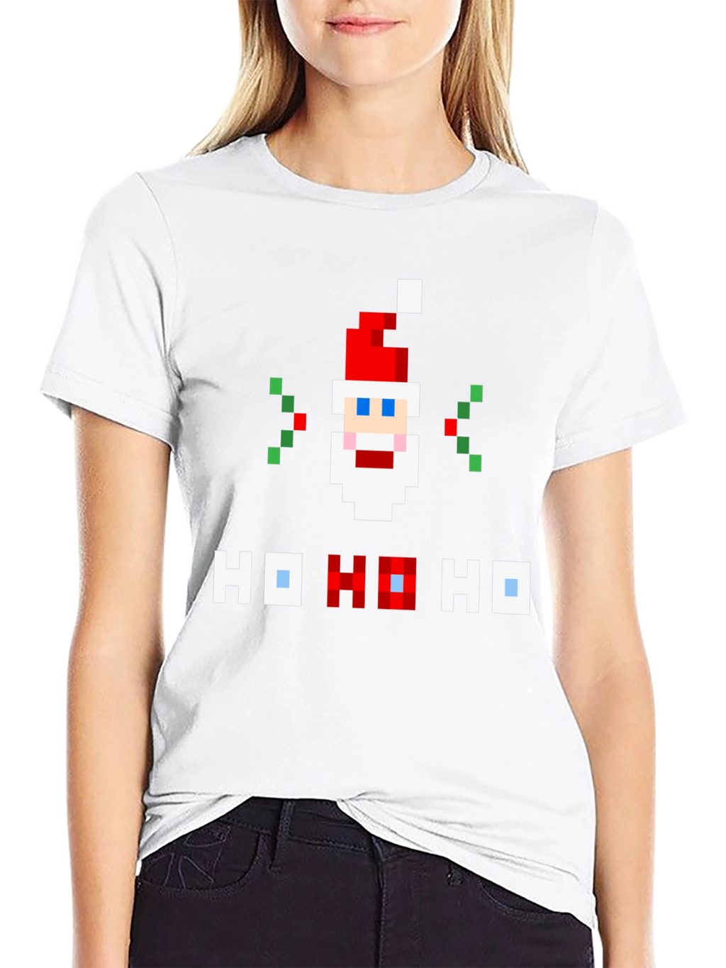 Pixel Santa Ho Ho Ho Graphic Tee