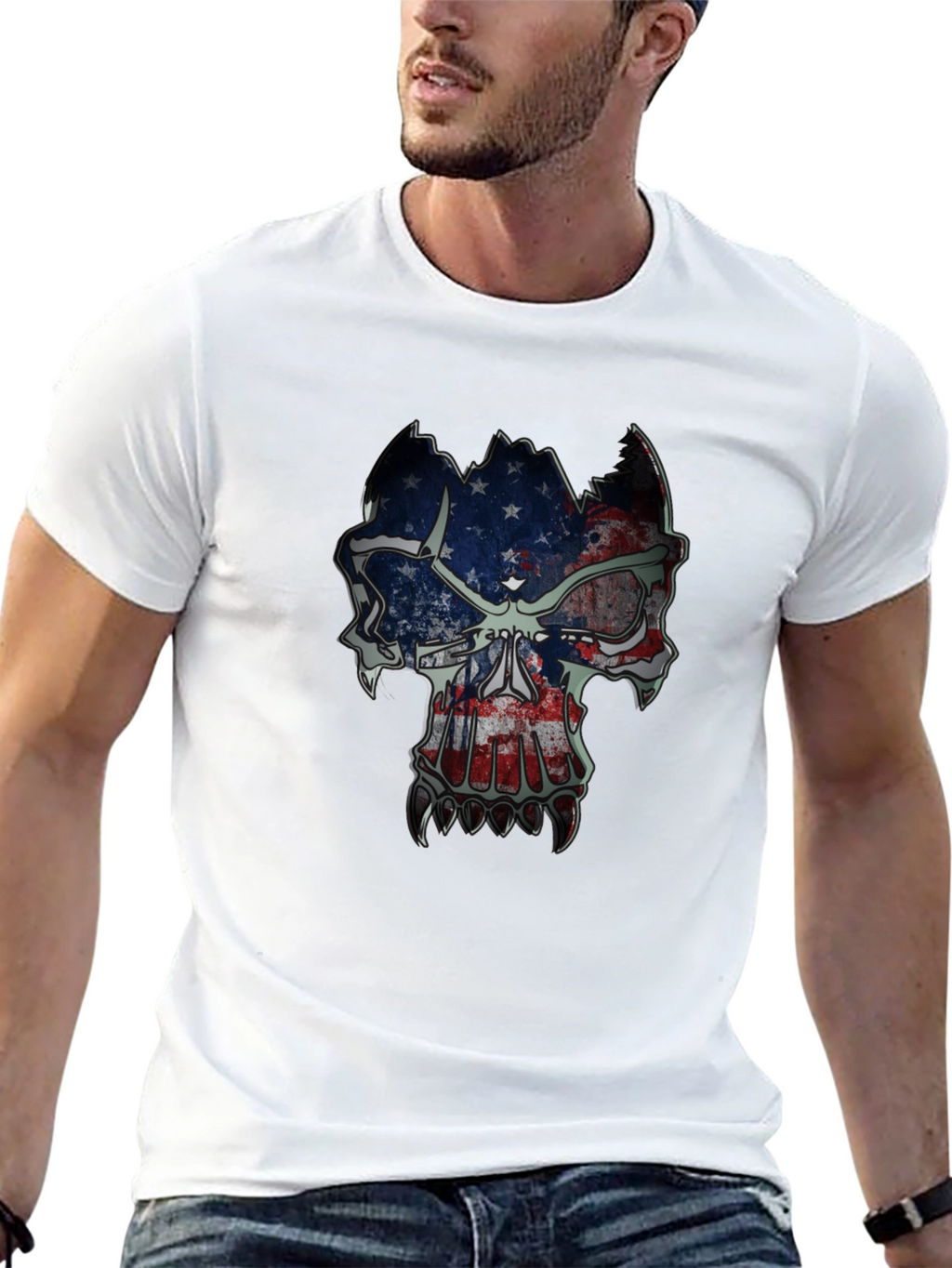 American Flag Skull Graphic T-Shirt