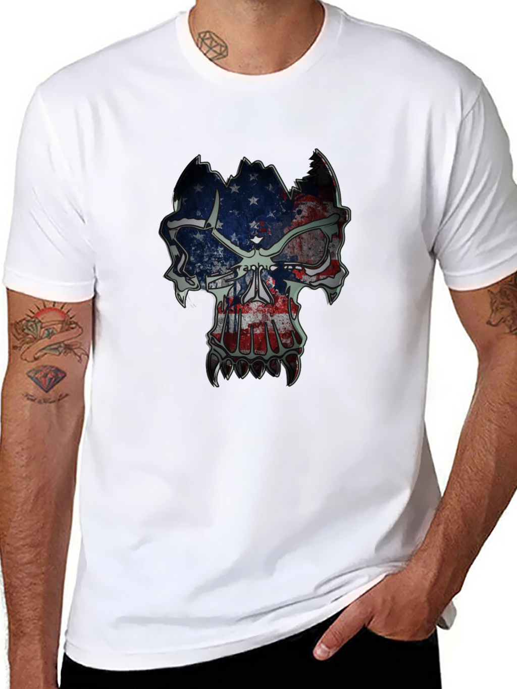 American Flag Skull Graphic T-Shirt