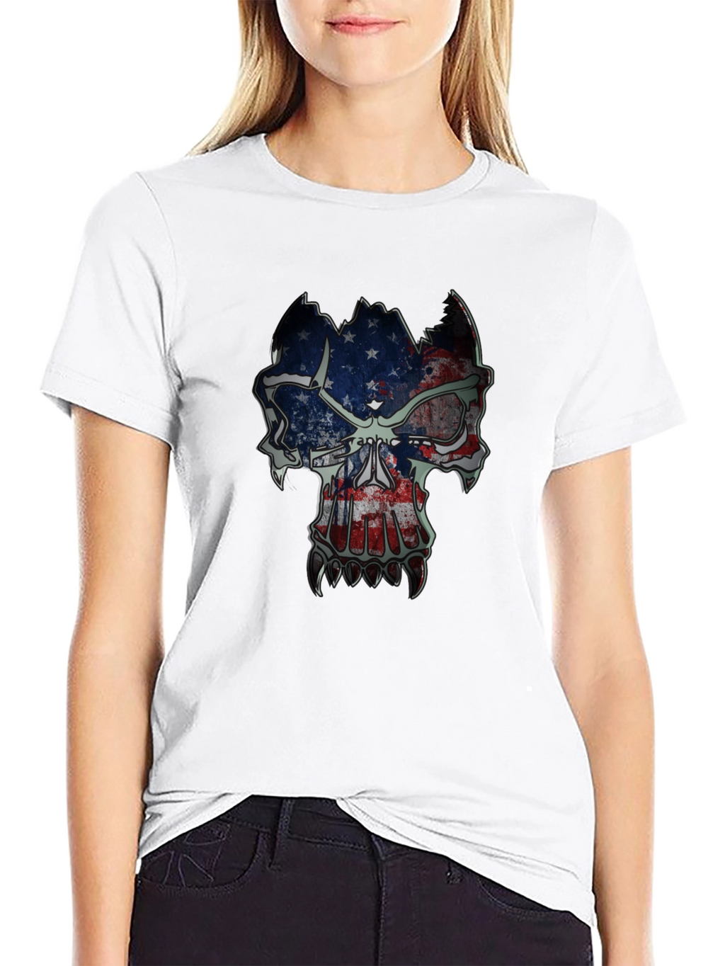 American Flag Skull Graphic T-Shirt